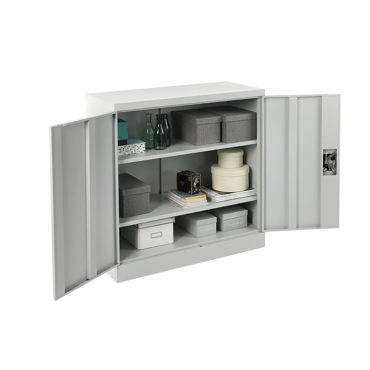 MMT Furniture Designs Armario de Almacenamiento de Oficina de Acero, FC-A9WGrey, Gris, 900 mm de Alto