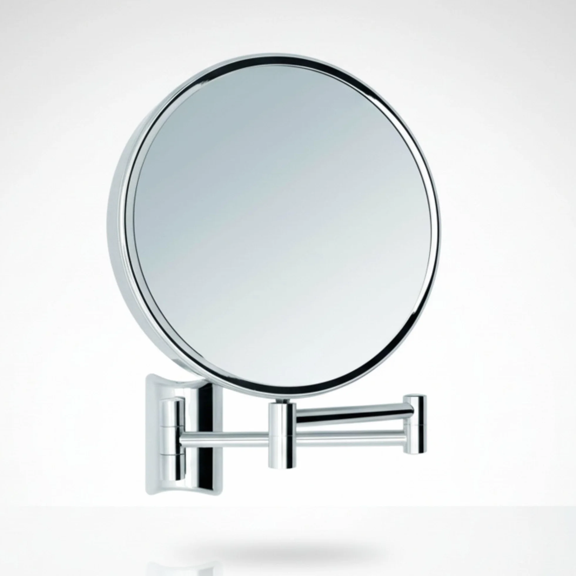 Imola Espejo de Aumento de Pared – Espejo de Maquillaje Giratorio 360° – Espejo Doble Cara para Afeitar con Aumento 3X y 10x – Brazo Extensible de Metal, Ø 19 cm (Cromado 3X / 10x)
