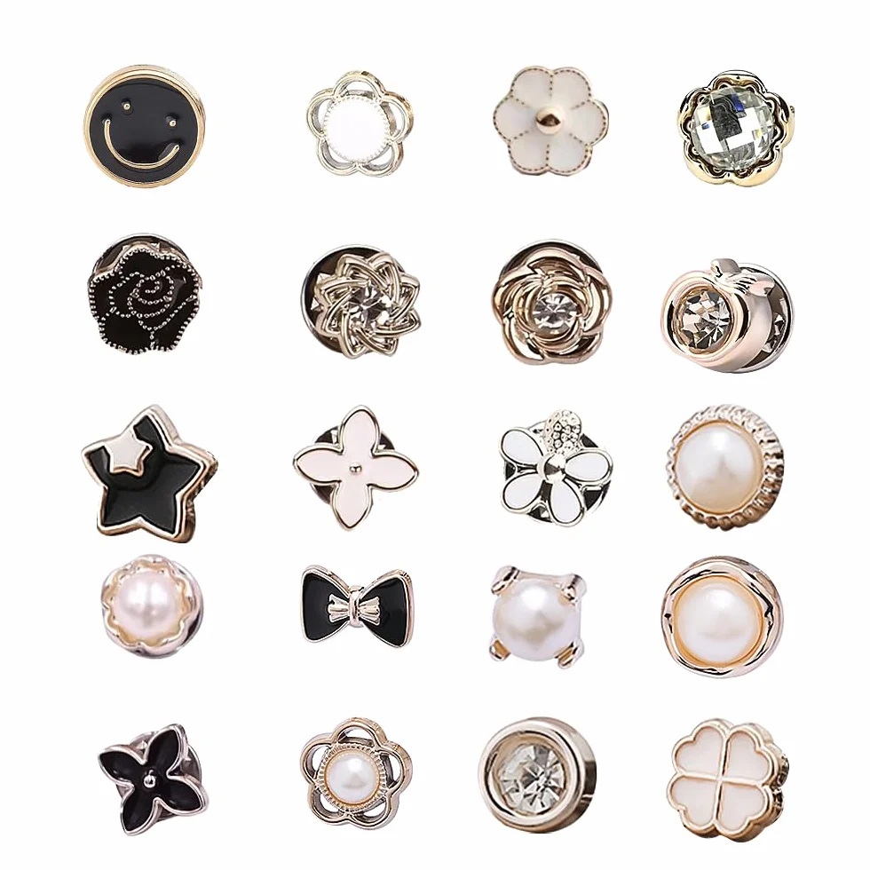Botones de Broche de Camisa, 20 Piezas Mujer Camisa Broche Botones, Botones de Camisa Invisibles, Pines de Botón sin Coser, para Camisa, Ropa, Decoración de Sombreros