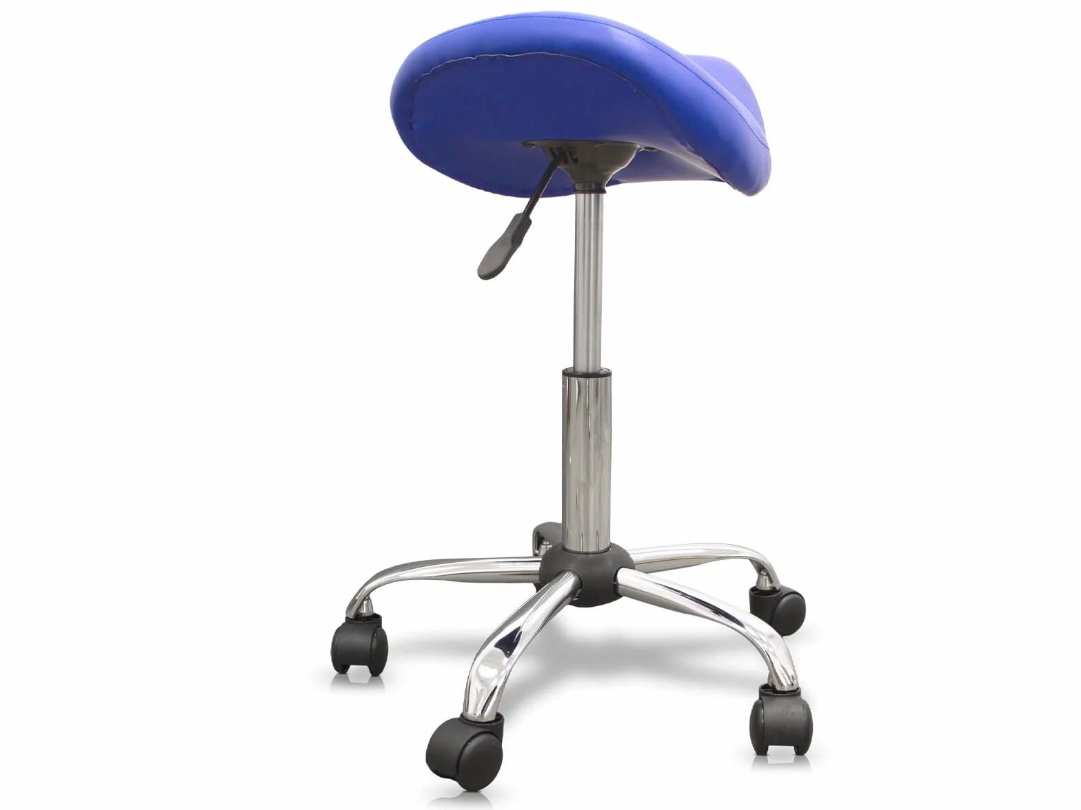QUIRUMED Taburete Tipo Pony Ergonómico con Base de Acero, Negro, Polipiel, Regulable, hasta 150 kg