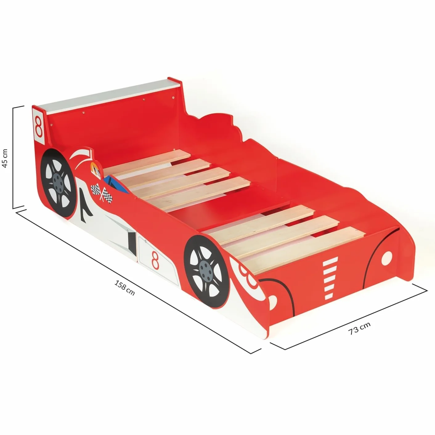 IDMarket – Cama infantil coche Fórmula 1 Teddi 70 x 140 cm, color rojo