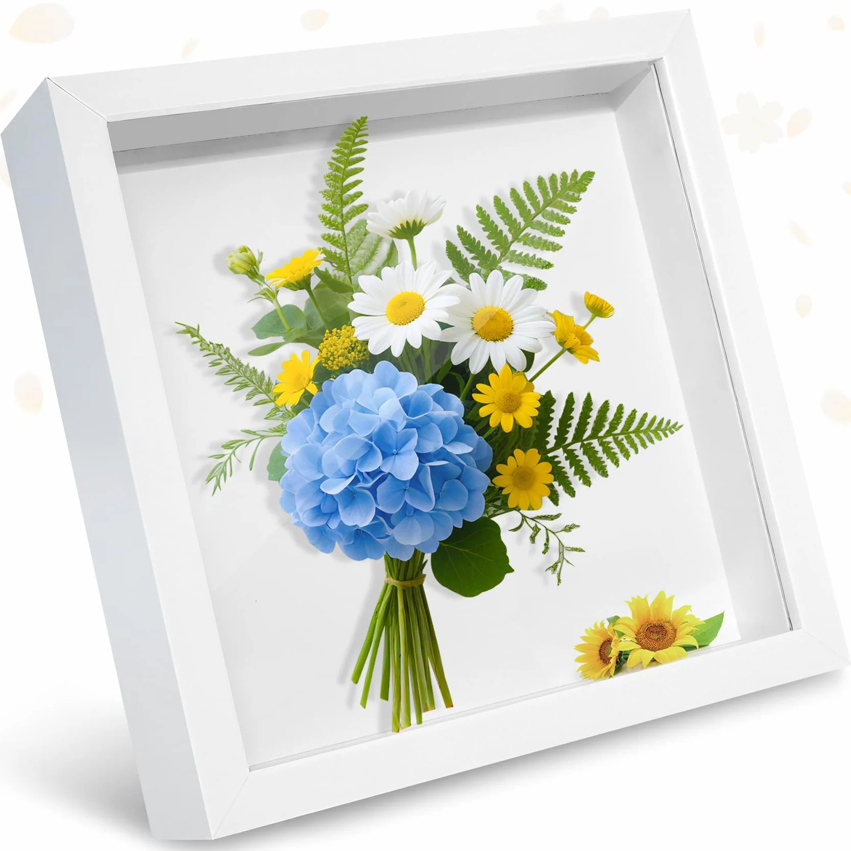 Gigmeta Marco de Fotos 3D para Rellenar, Marcos con Profundidad 20 x 20 cm para Cuadros 3D y Recuerdos como Flores, Ramos de Boda y Objetos Decorativos