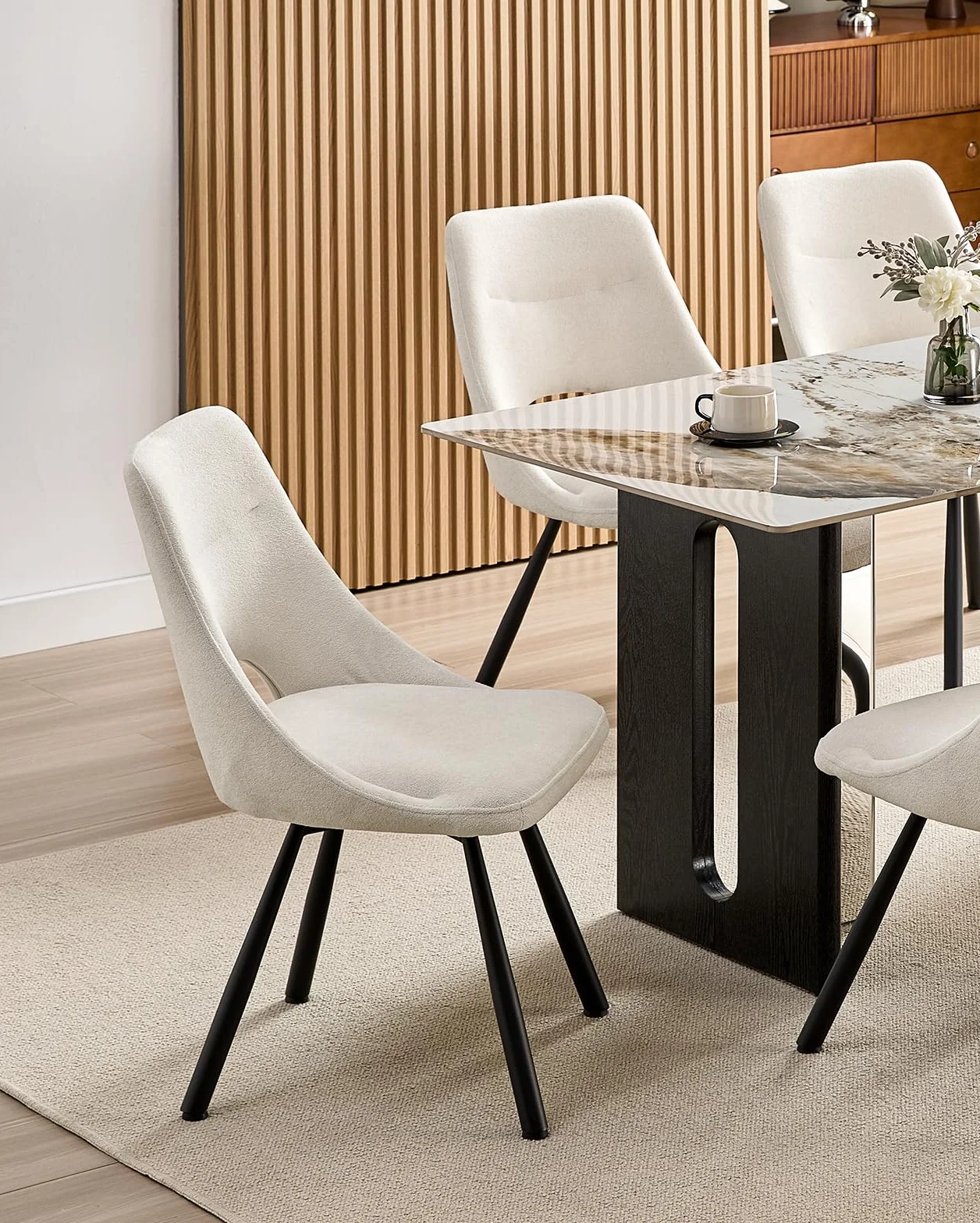 LEWE Sillas de Comedor Giratorias Juego de 4, Silla de Cocina, Silla giratoria 360°, Tapizadas, para Comedor salón Dormitorio, con algodón imitación Cachemira - Beige