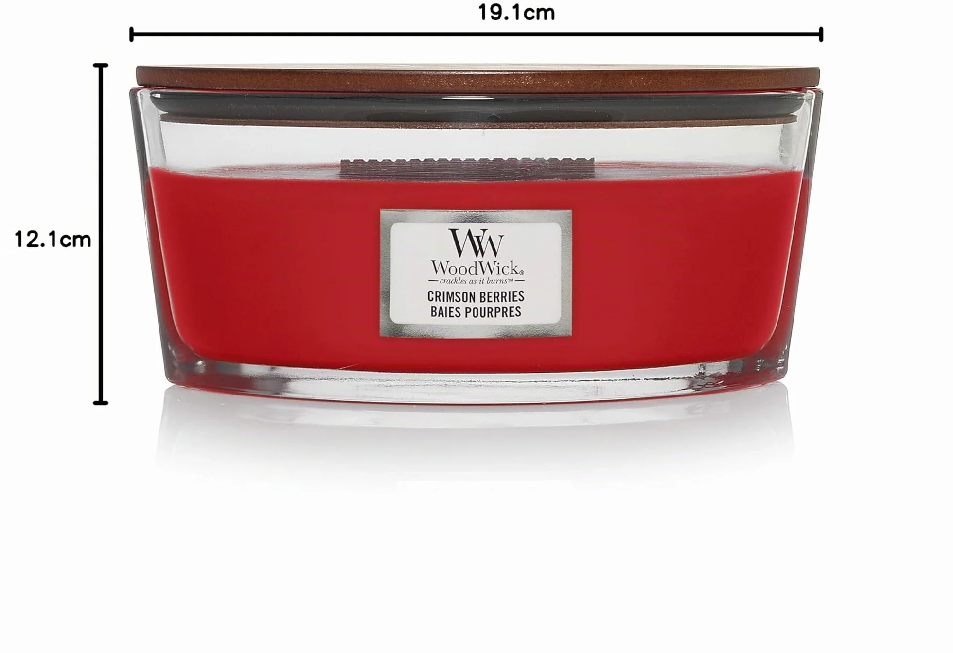 Woodwick Ellipse Vela perfumada con mecha crepitante | Crimson Berries | Hasta 50 horas de duración | Regalos para mujeres