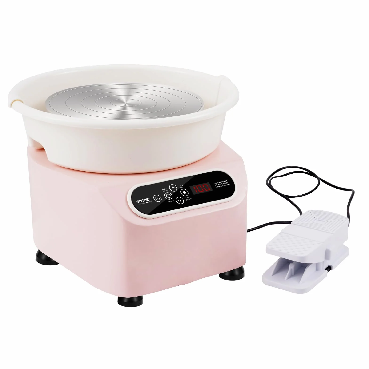 VEVOR Rueda de alfarería de 28 cm, máquina de alfarería eléctrica de 450 W, con pedal y pantalla táctil LCD, disco de cerámica de accionamiento directo y herramientas de moldeo para manualidades,