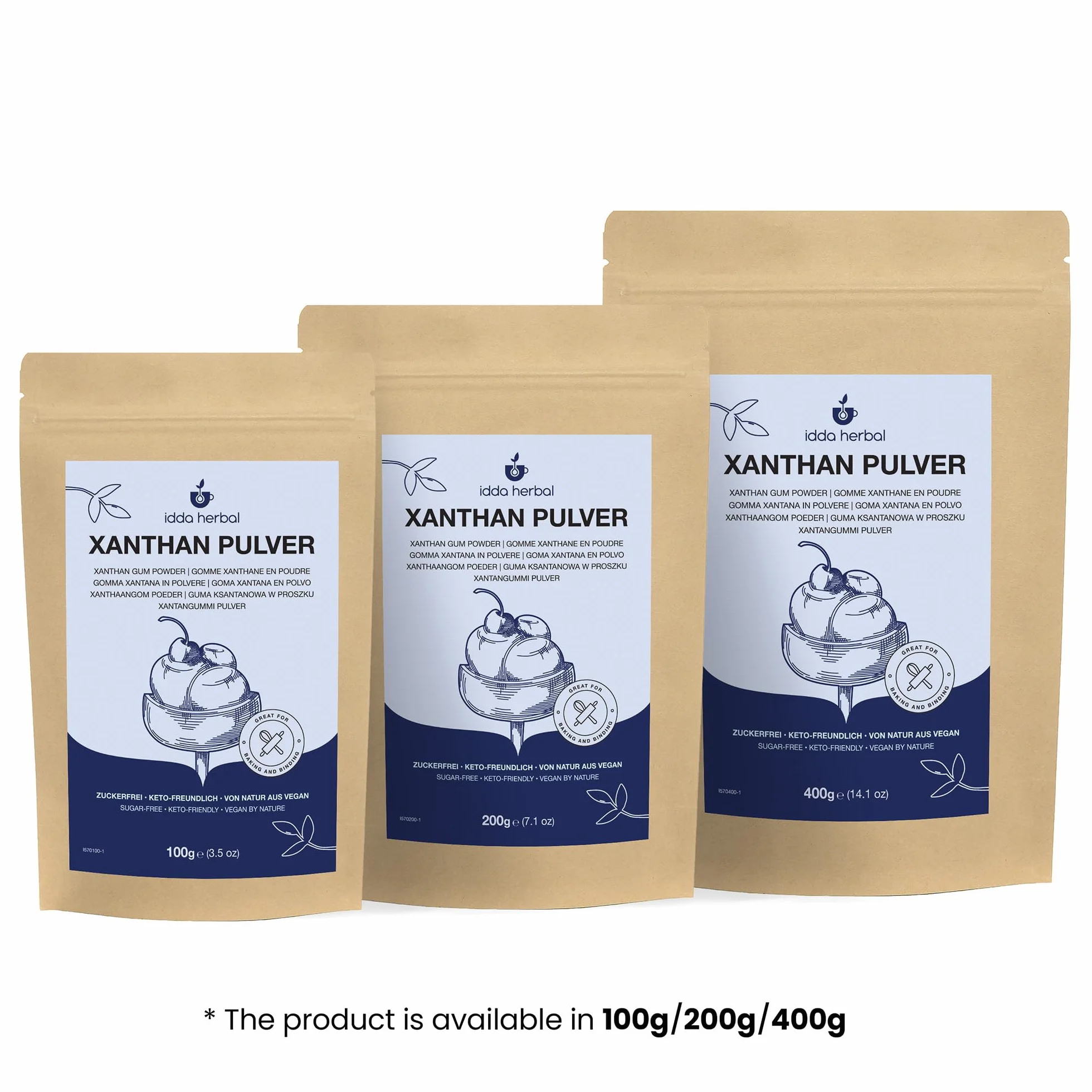 IDDA Goma Xantana en Polvo 100g, Xanthan Gum Sin Gluten, Estabilizador Alimentario Natural