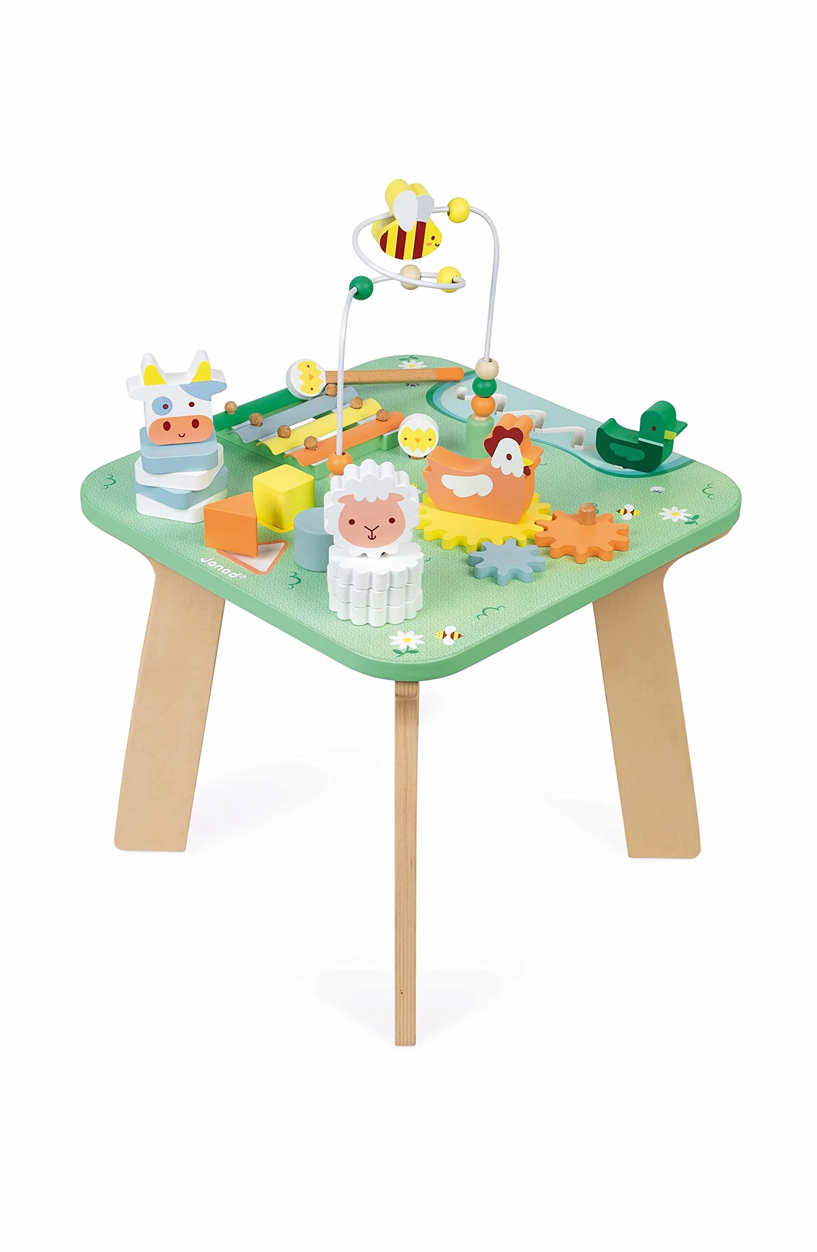 Janod Mesa de Actividades Jolie Prairie Madera Granja 7 Actividades Motricidad Fina 12 Meses