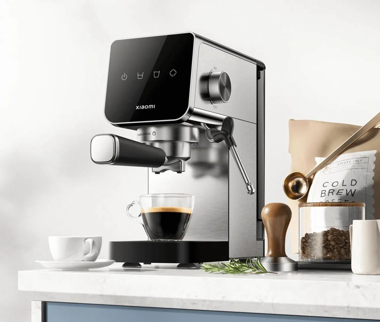 XIAOMI Máquina espresso semiautomática, bomba de 20 bares, tanque de 0,9 L, diseño compacto, 1350 W
