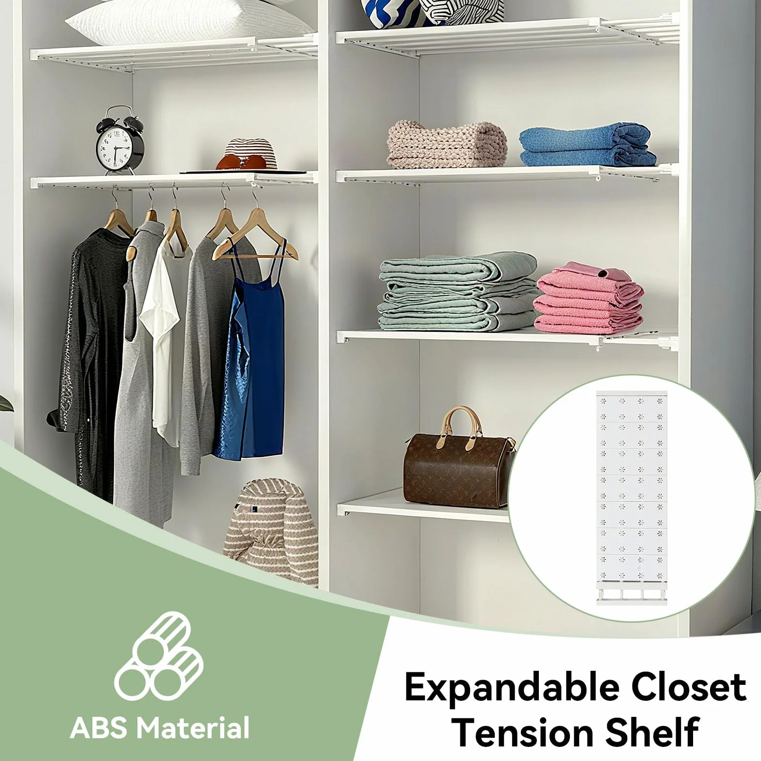 HERCHR Estante De Tensión De Armario Extensible, Tablero De Partición En Capas (73-125cm)