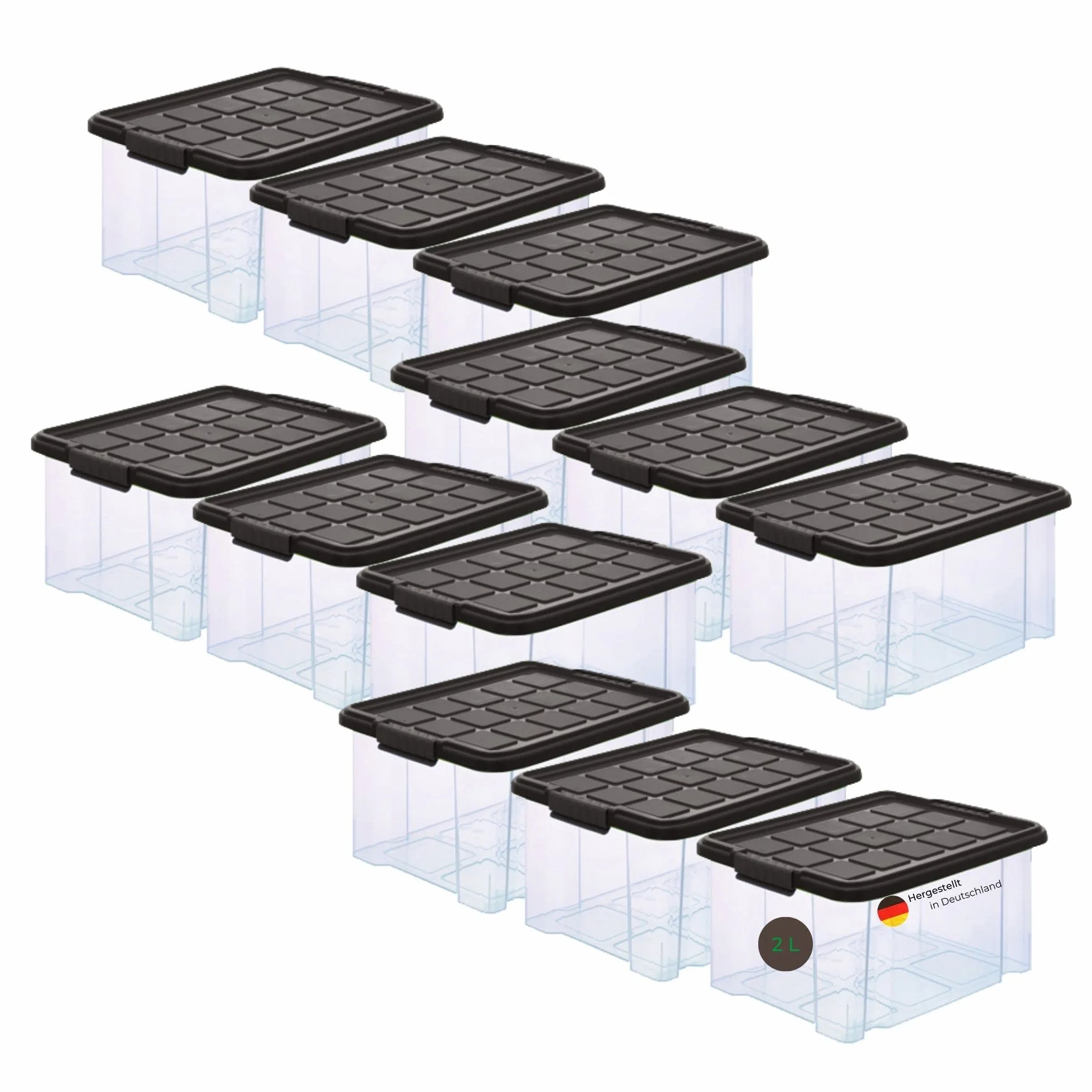 Novaliv - Caja de almacenaje pequeña Transparente con Tapa, Color Rojo, apilable