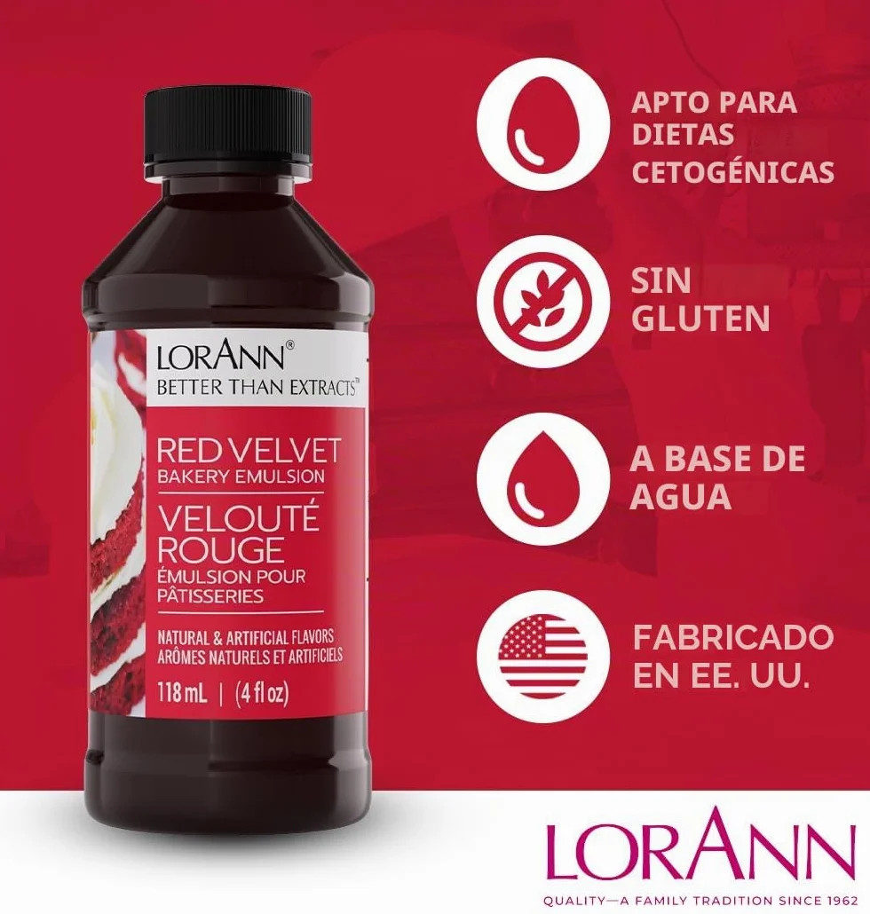 Lorann Oils Bakery Emulsions 118 ml Tarta de Terciopelo Rojo