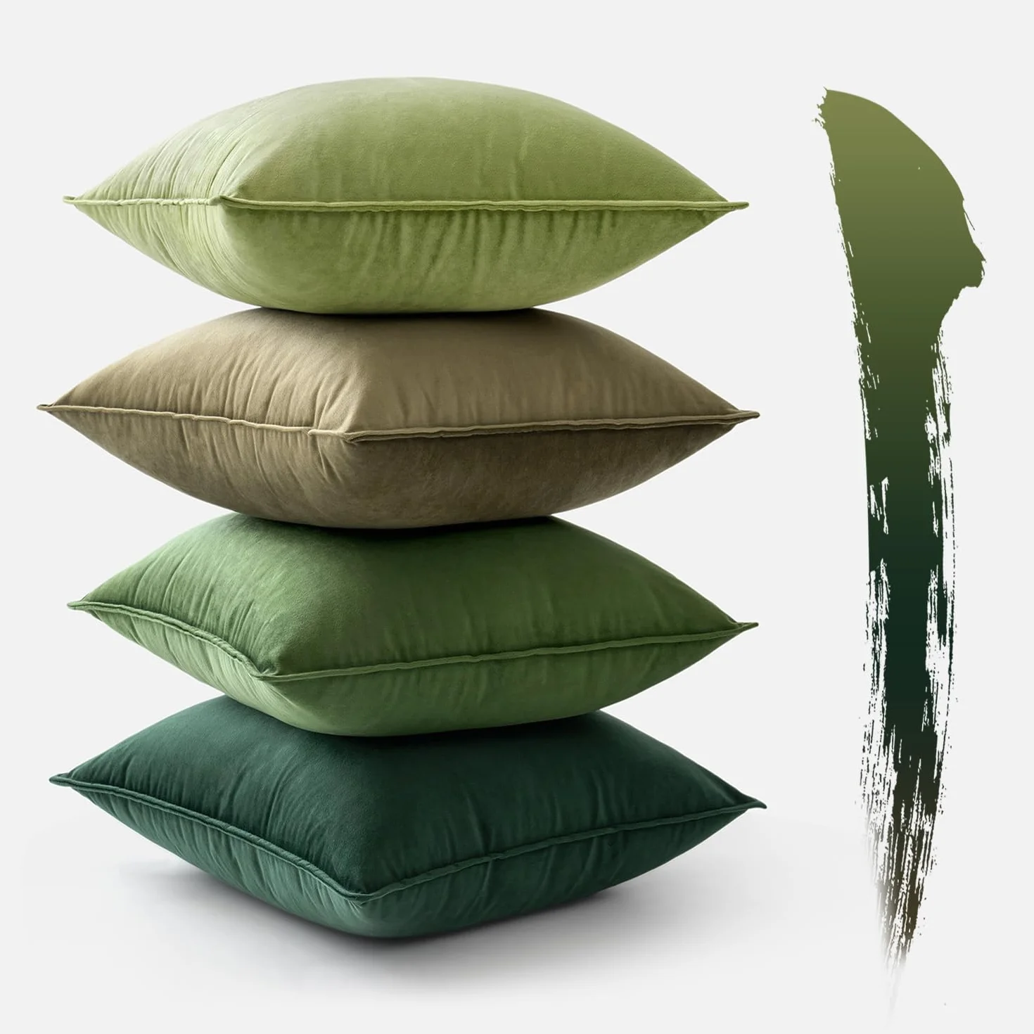 MIULEE Set de 4 Cojines de Terciopelo 40x40cm Colección Verde Cojines Cama Decorativas para Sofá o Silla Fundas de Cojín con Borde Envolvente Sofá Salón Dormitorio Fundas de Cojín Decorativas