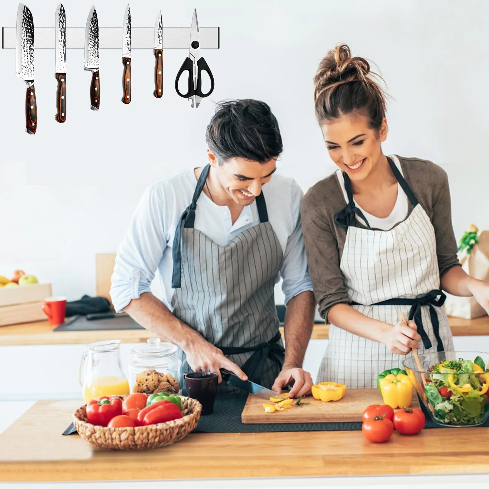 Diompirux 30cm acero inoxidable Soporte iman cuchillos cocina, montaje en pared sin taladro con banda adhesiva, Iman cuchillos pared para cuchillos cocina,espátulas,tijeras, Potente Imán Cuchillos