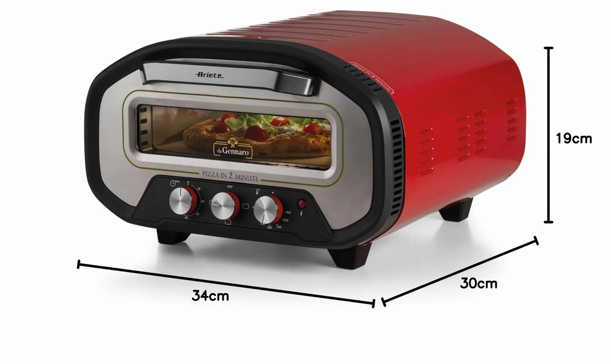 Ariete 3901 Da Gennaro Horno para pizza 2200 W 430 °C piedra refractaria rojo