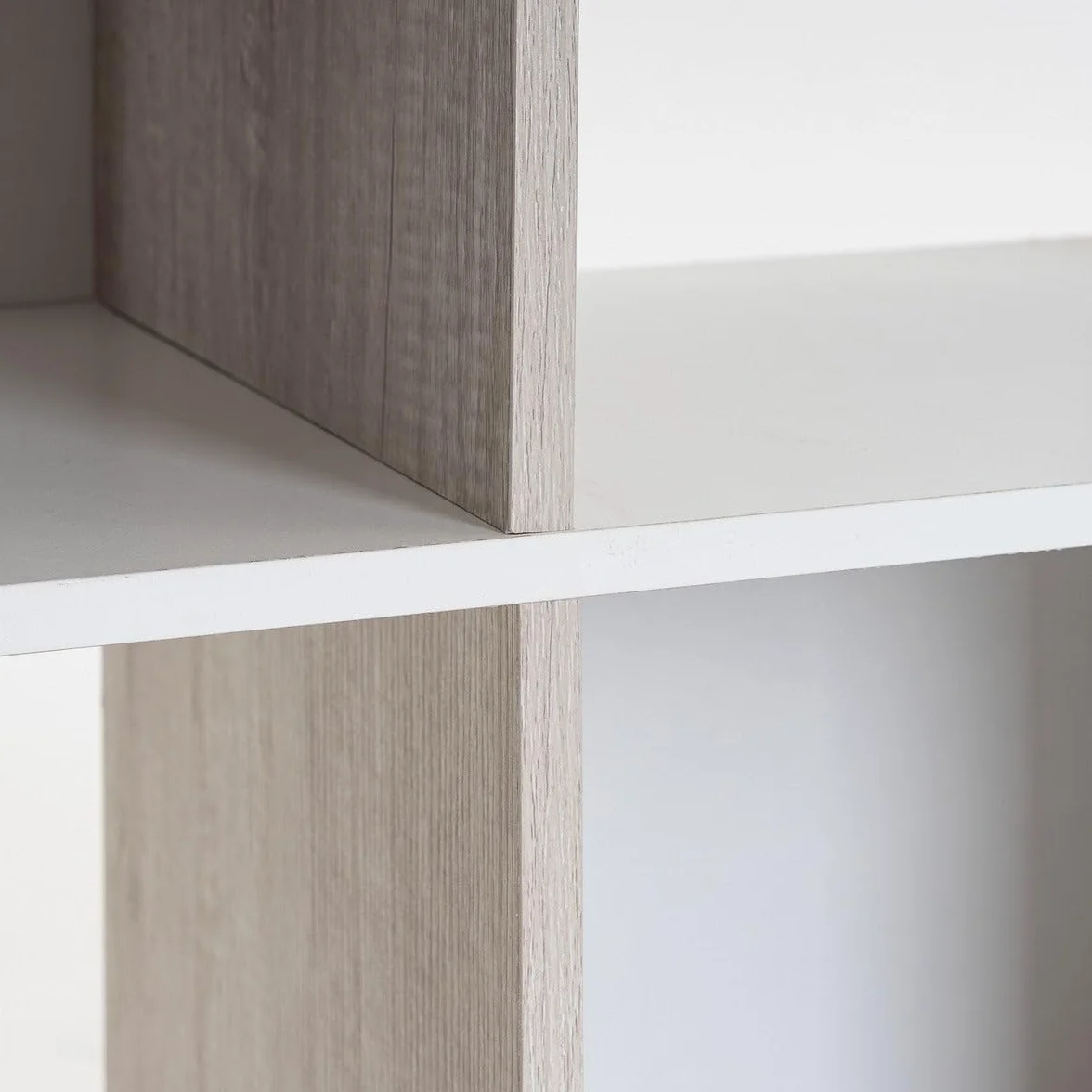 Estantería librería Cubo de 4 Huecos y 2 Niveles Madera Beige y Blanca 62x60x29 cm Mueble para Salón Oficina