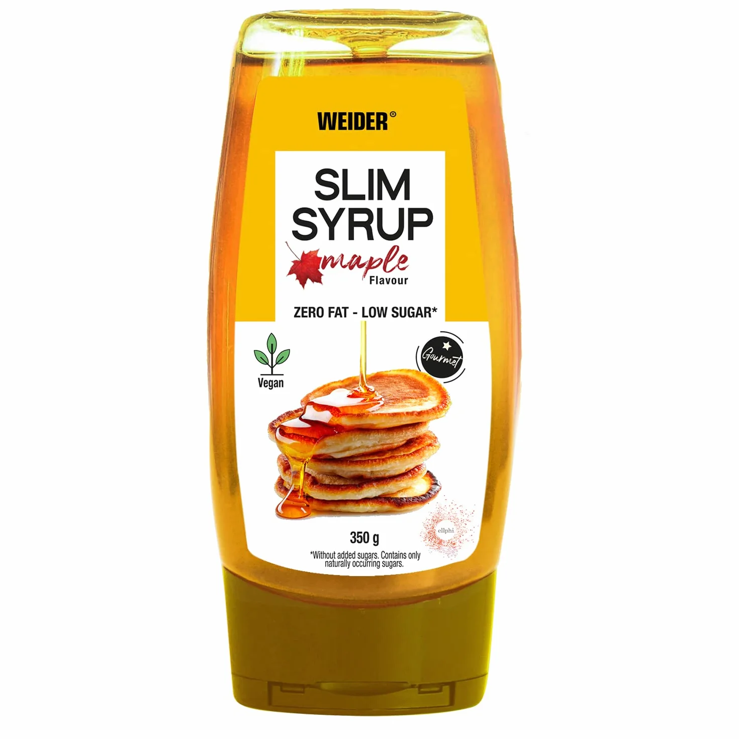 Weider Slim Syrup Maple 350g Cero Grasas Cero Azúcares Vegano Sabor Sirope de Arce