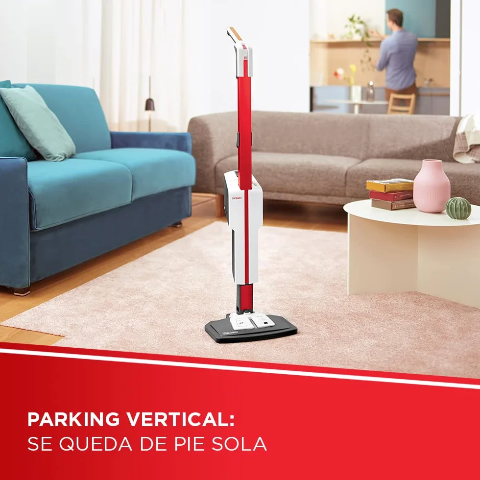 Polti Vaporetto SV650 Style Mopa a Vapor 2 en 1, 1500 W, 3 Niveles de Vapor, 19 Accesorios, Rojo/Blanco