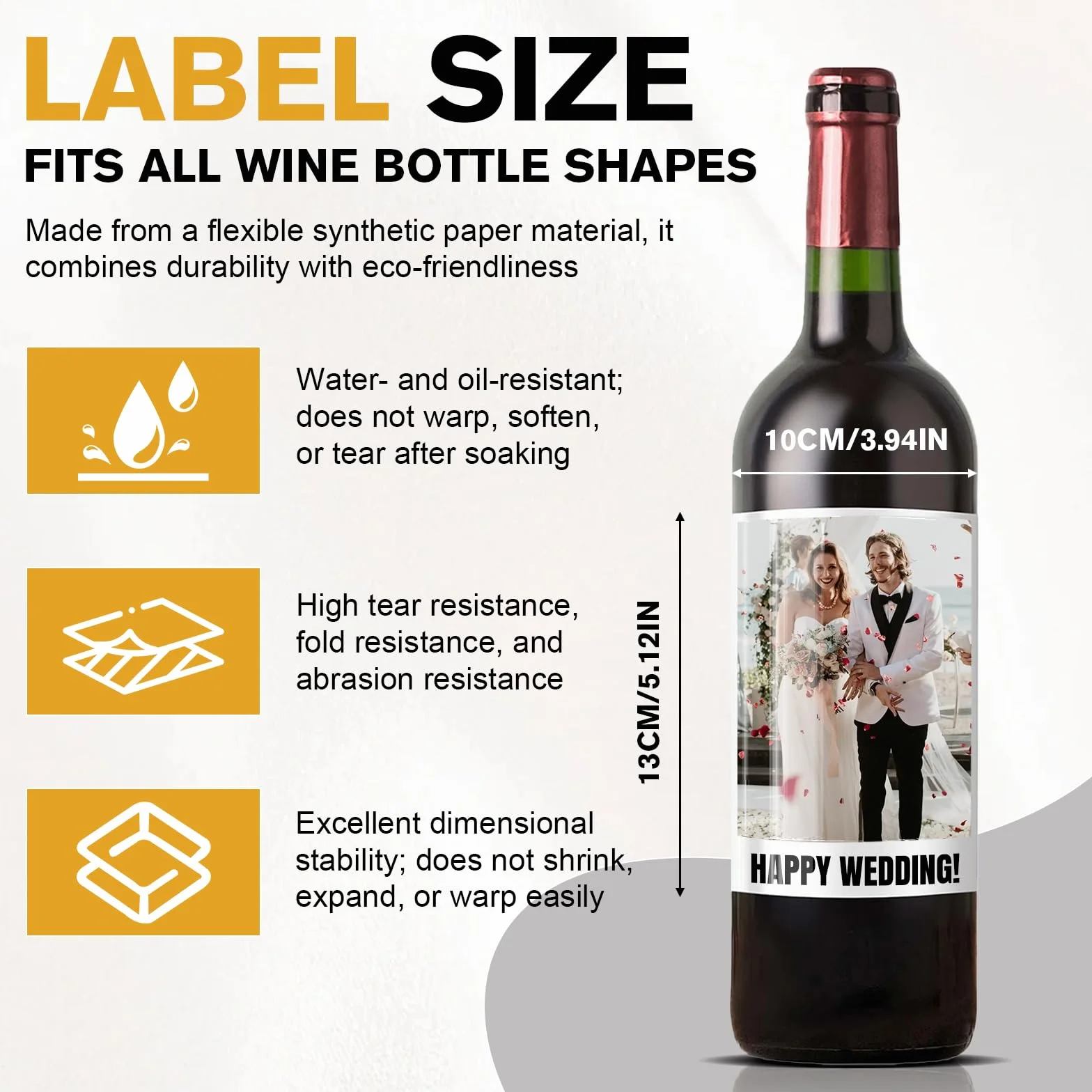Etiquetas personalizadas para vino, pegatinas de vinilo impermeable pack 16 unidades