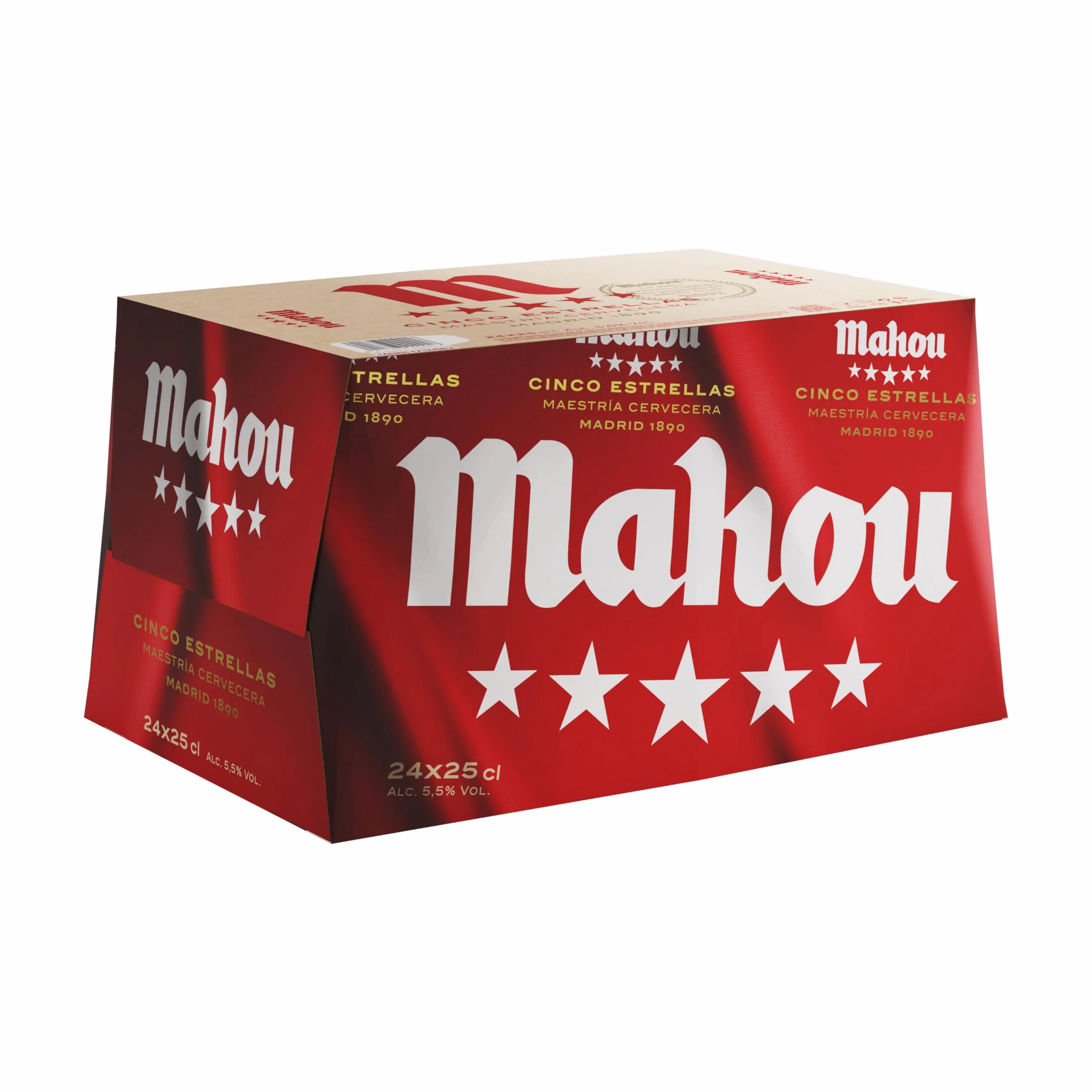 Mahou 5 Estrellas Cerveza Especial Dorada Lager Pack 24 x 25 cl 5.5% Vol
