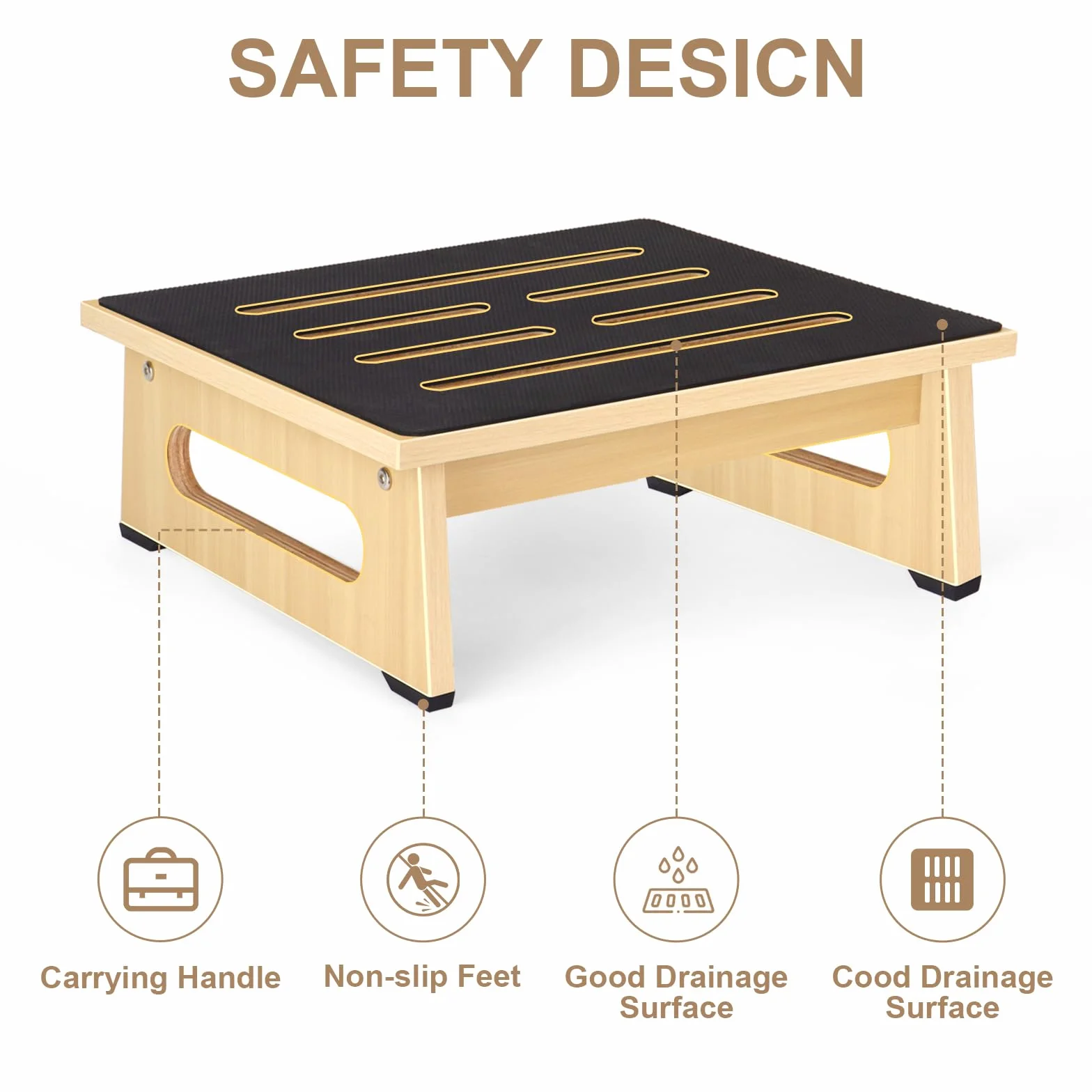 RayLove Un Taburetes de Madera para Adultos y Ancianos, con Almohadillas de Goma Antideslizantes, para Interiores y Exteriores, 450 Libras, Cocina, Mesita de Noche etc (Gulangmu, 14CM)