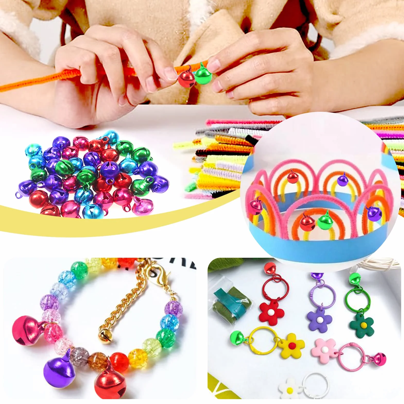 Cascabeles Pequeños 8 mm 10 mm Coloridos para Manualidades Bricolaje 324 Piezas