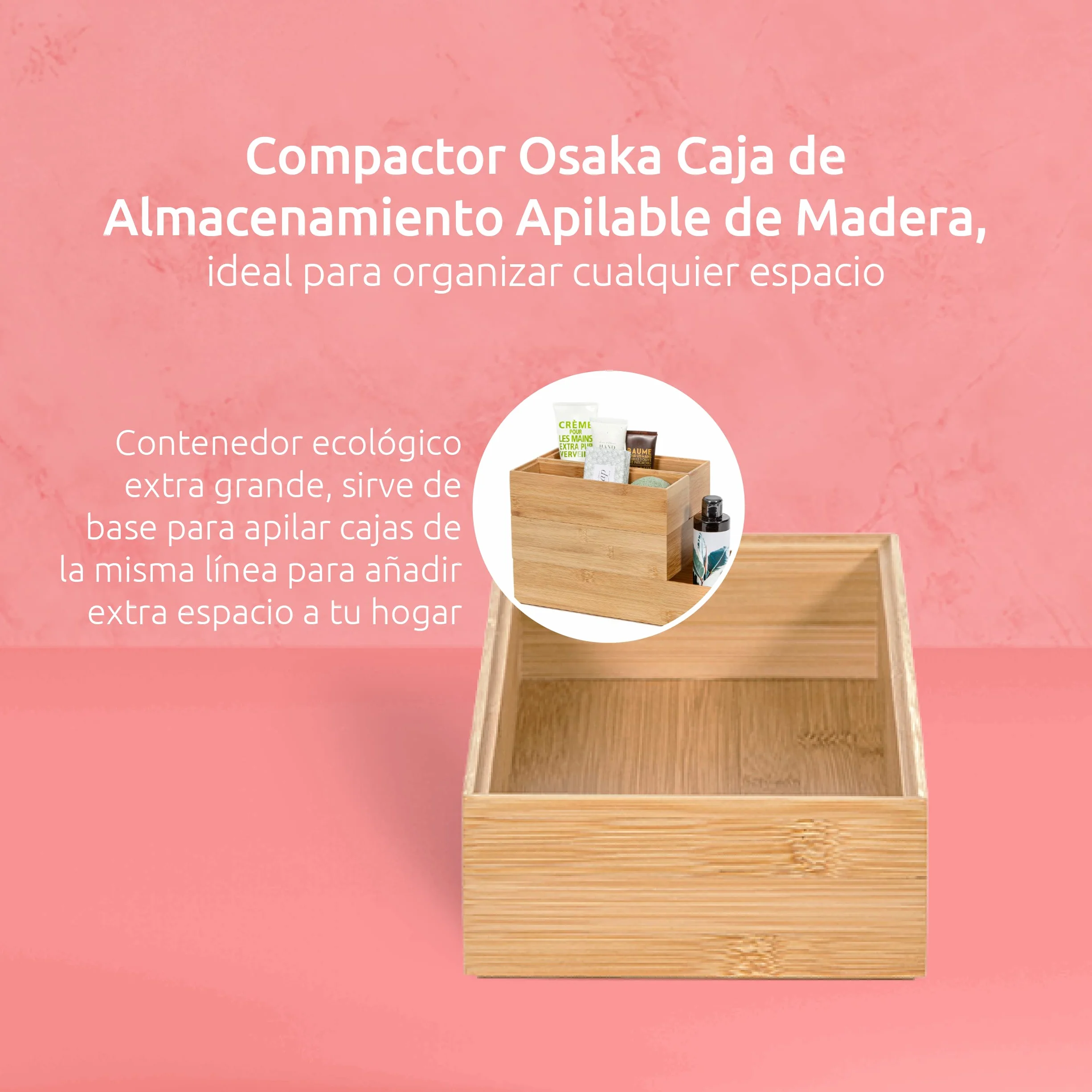 Compactor OSAKA Organizador NATURE XXL de Bambú, 30x15x6,35 cm, Color Natural