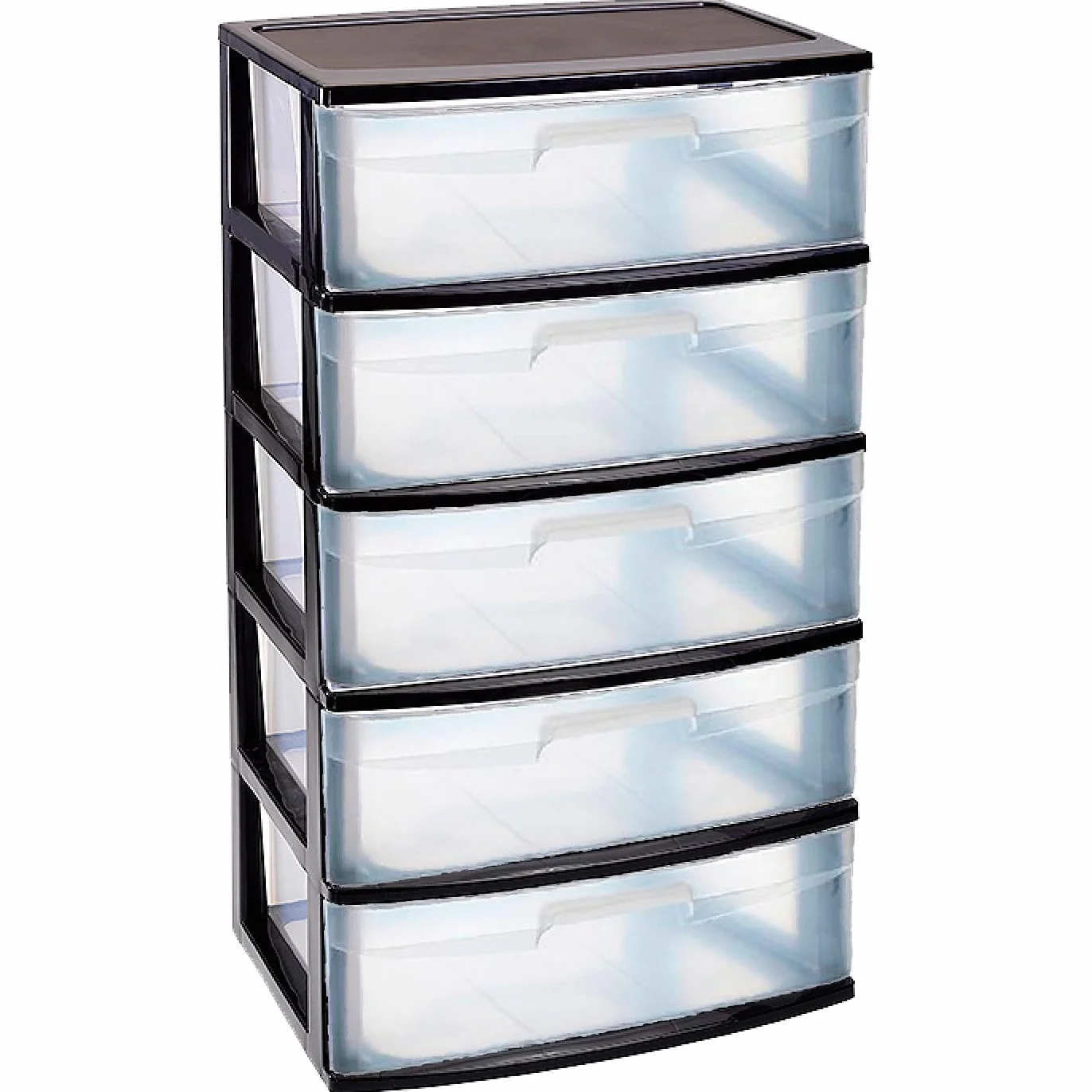Acan Tradineur - Cajonera de organización “Nilo” - Ideal para el hogar o el trabajo - Fabricación en plástico - 5 Cajones translucidos - 100,5 x 56 x 40 cm - Color Negro