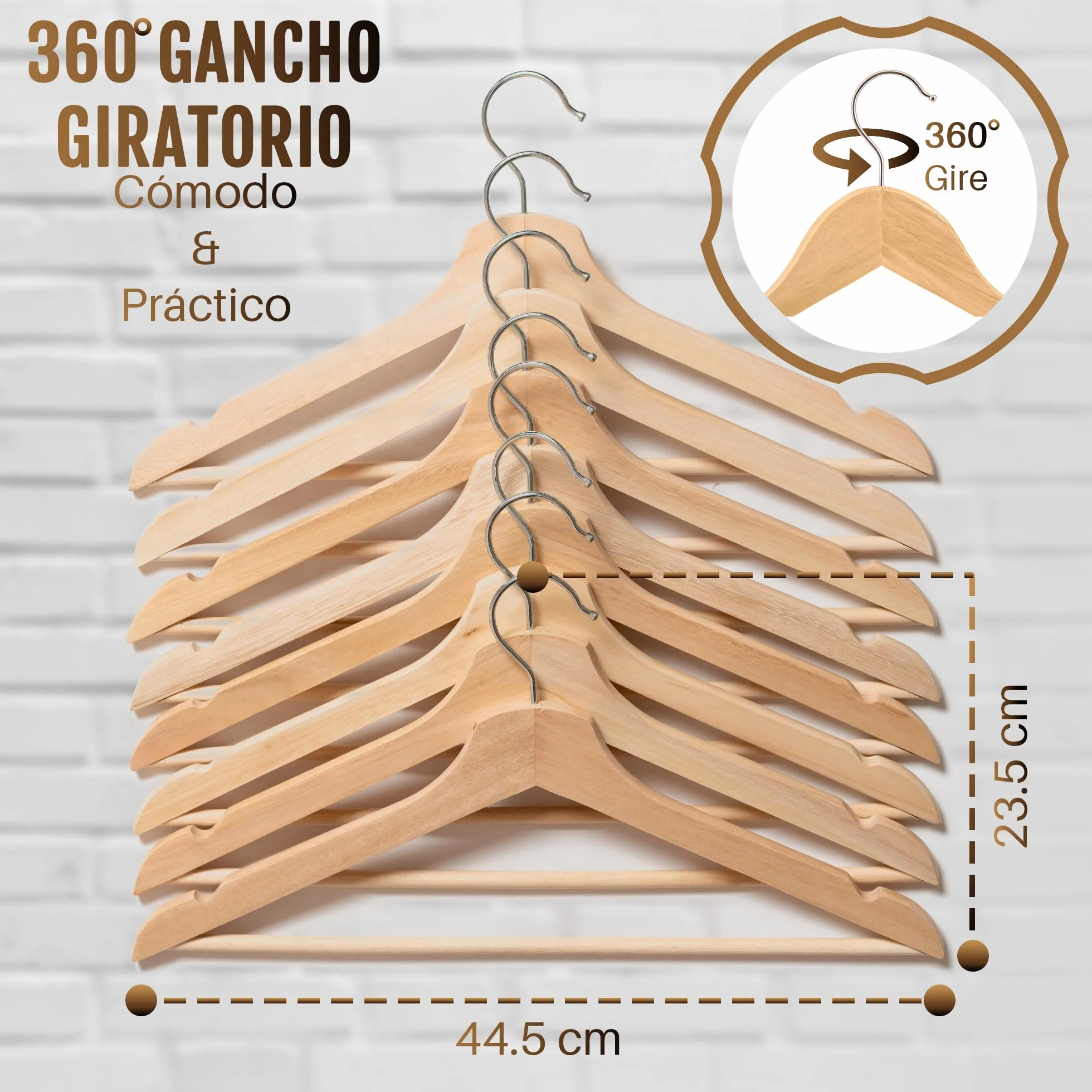 Perchas de Madera Pack 20 - Cabides Resistentes y Elegantes para Ropero