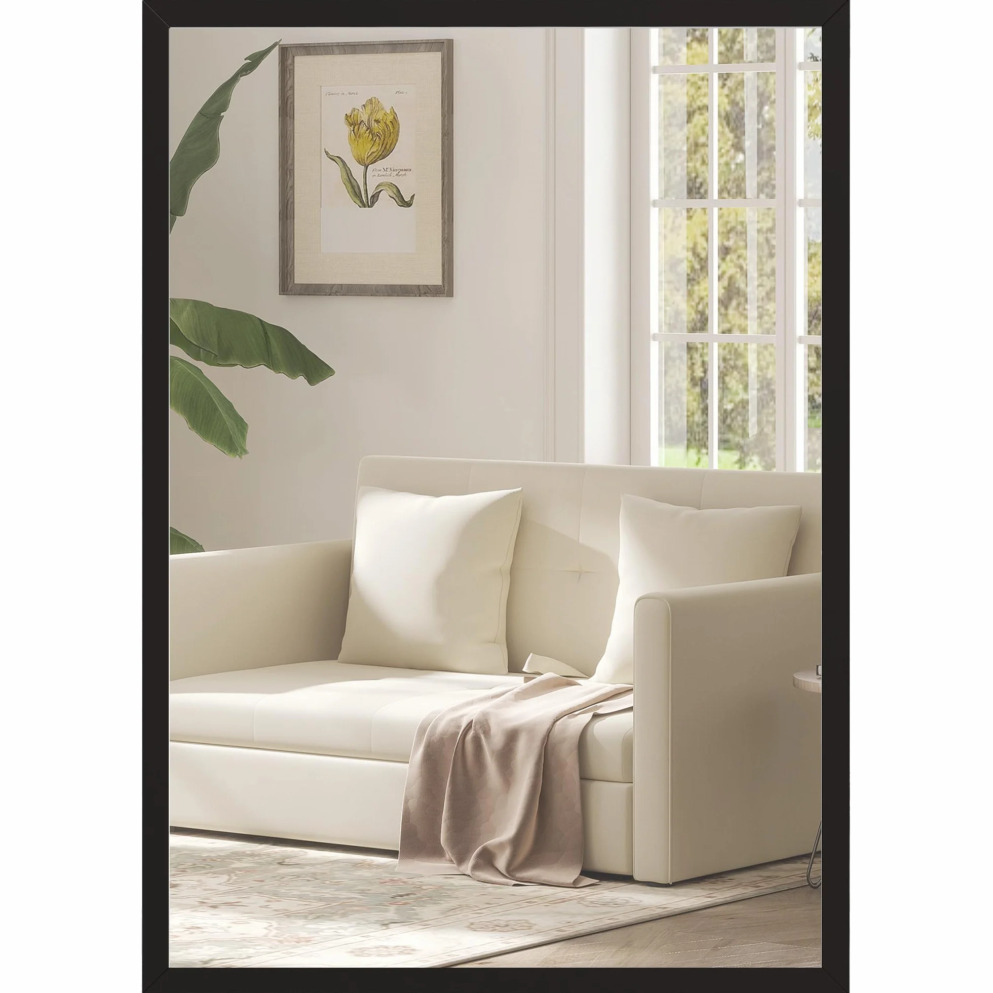 HOMCOM Espejo de Pared, 70x50 cm, Espejo de Baño Rectangular, Decorativo para Salón, Entrada, Pasillo, Horizontal o Vertical, Negro