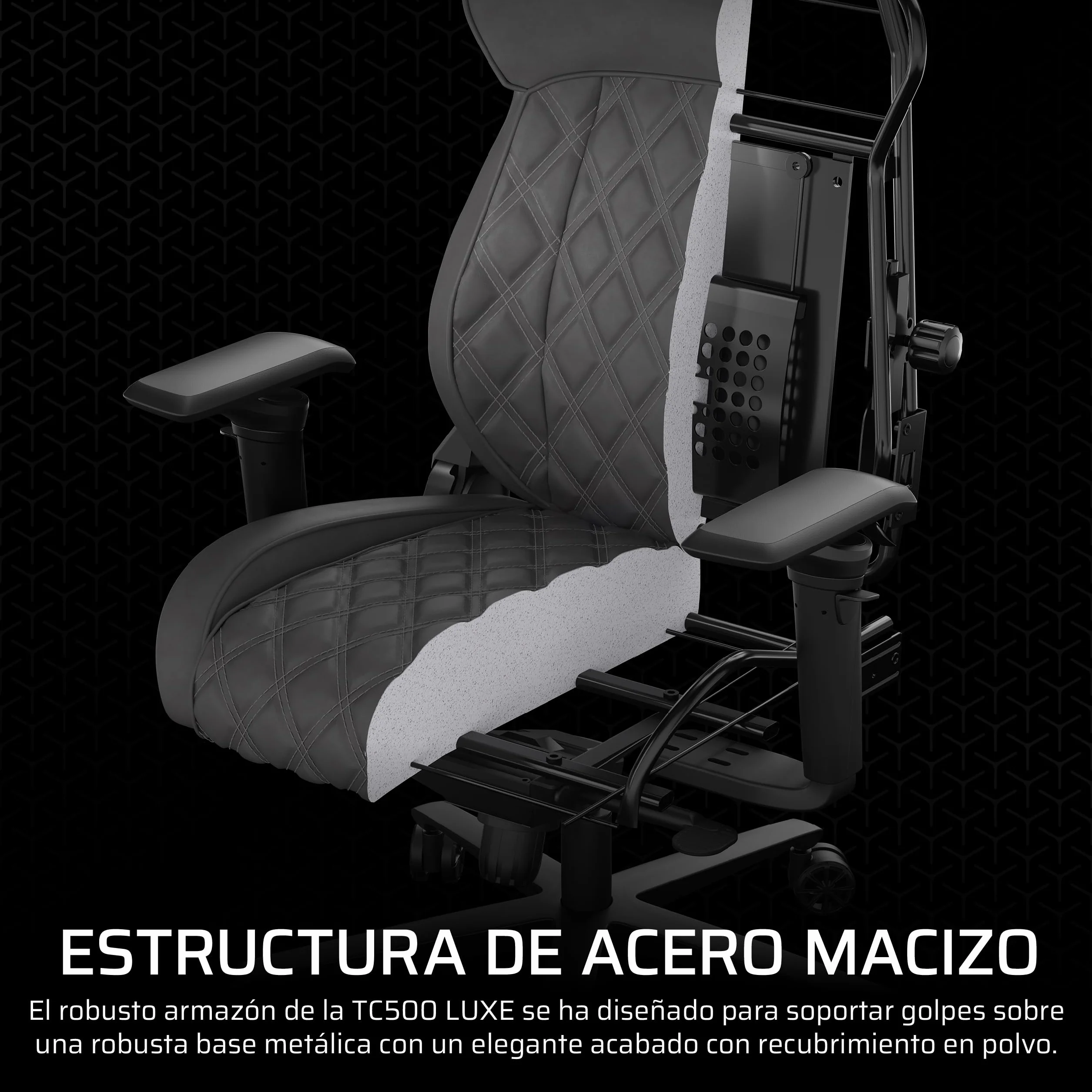 Corsair TC500 Luxe Silla para Juegos – Tejido Transpirable Premium – Asientos Anchos – Reposabrazos Ajustables en 5 Direcciones – Soporte Lumbar Ajustable – Reclinable 90-135° – Sombra