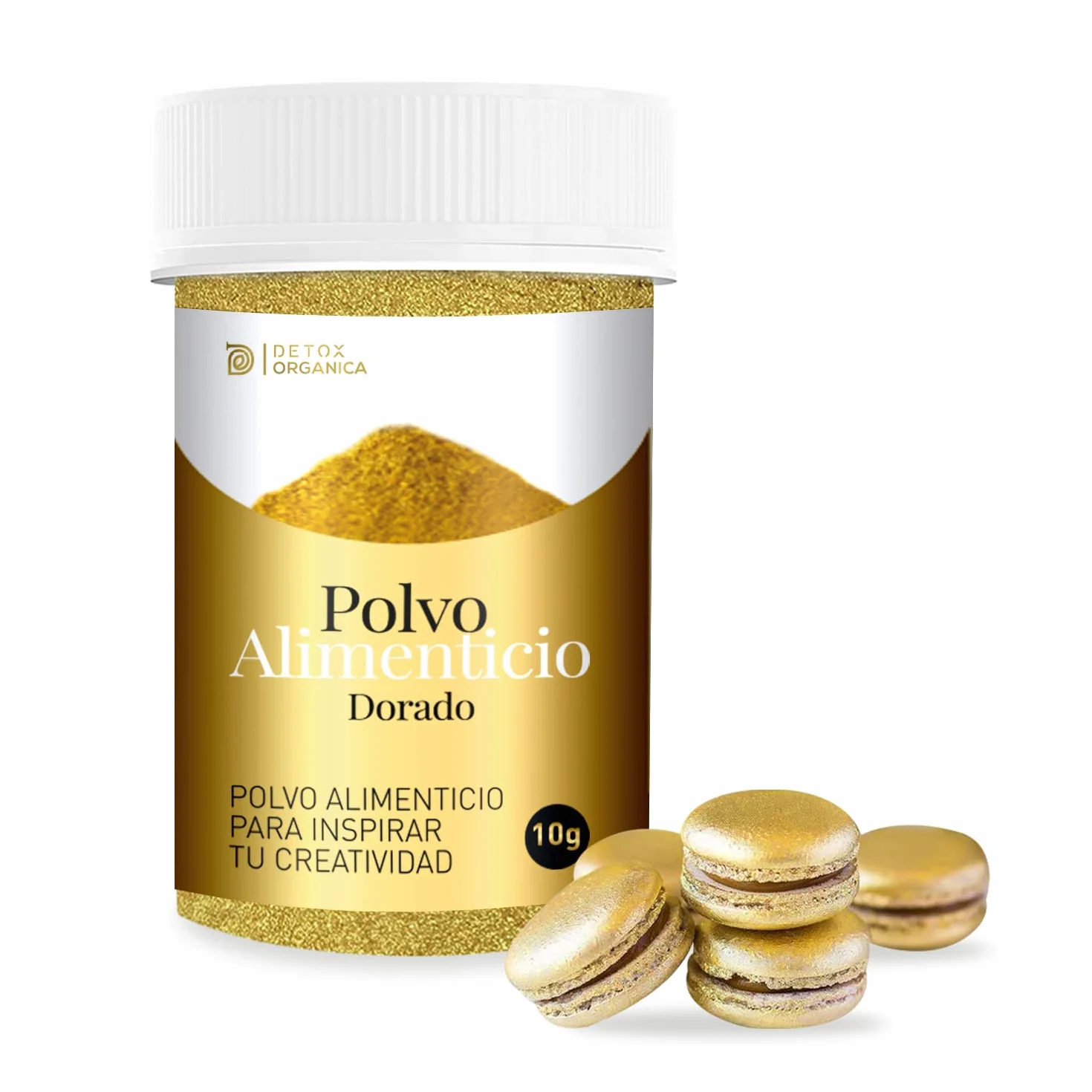 Detox Organica Polvo Oro Comestible Repostería 10g Dorado para Decorar Tartas Bebidas Edible Glitter Sin Gluten Vegano
