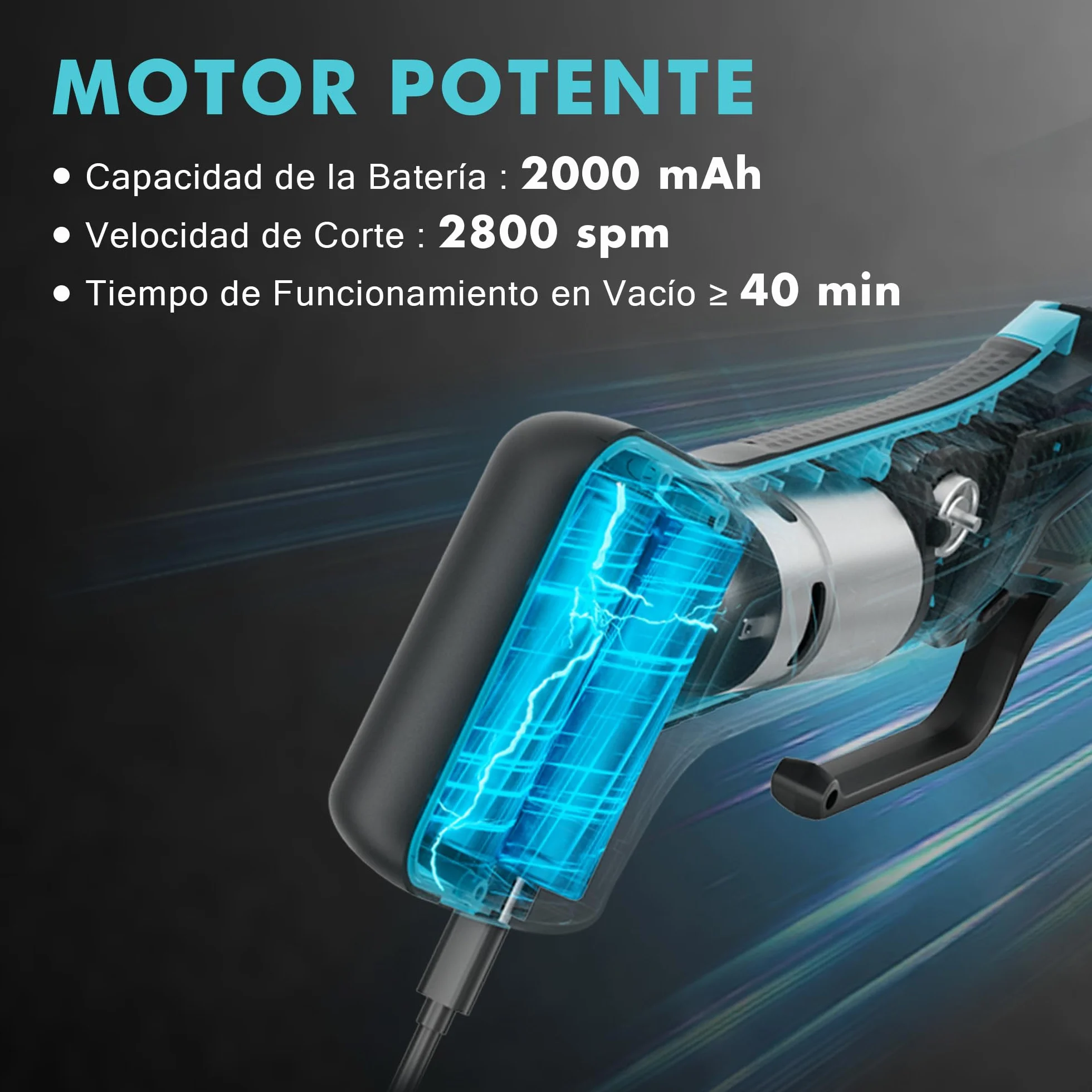DURATECH Cuchillo Eléctrico Inalámbrico 12V para Pescado, con Cuchillas de 20 cm y 25 cm, Cuchillo Eléctrico con Batería de 2000mAh, Mango Antideslizante para Pescadores y Cocineros