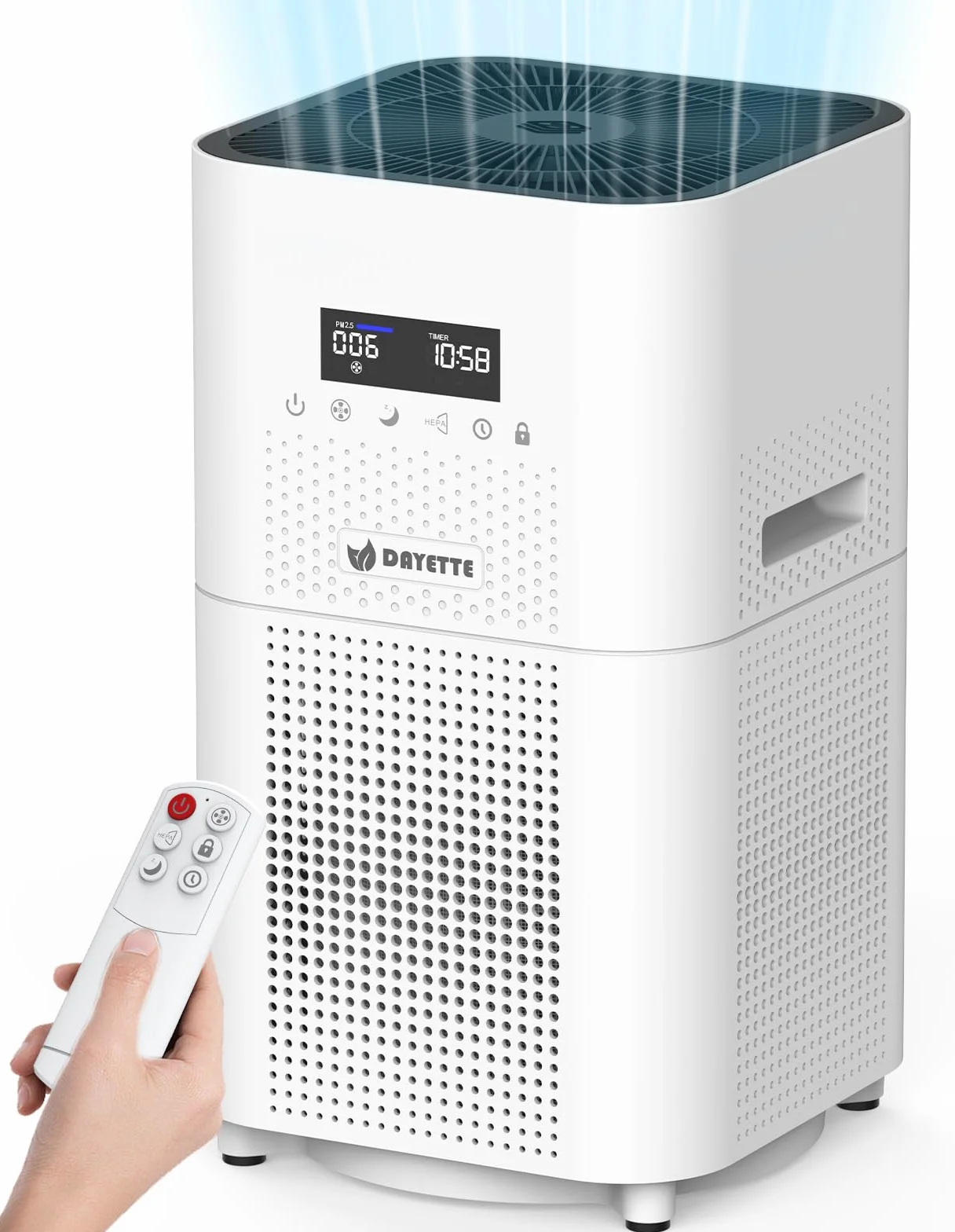DAYETTE Purificadores de aire para el hogar, habitación grande de hasta 3000 pies cuadrados, actualización CADR a 500 m³/h H14 Ture Hepa, purificador de aire con monitor de calidad del aire, modo de