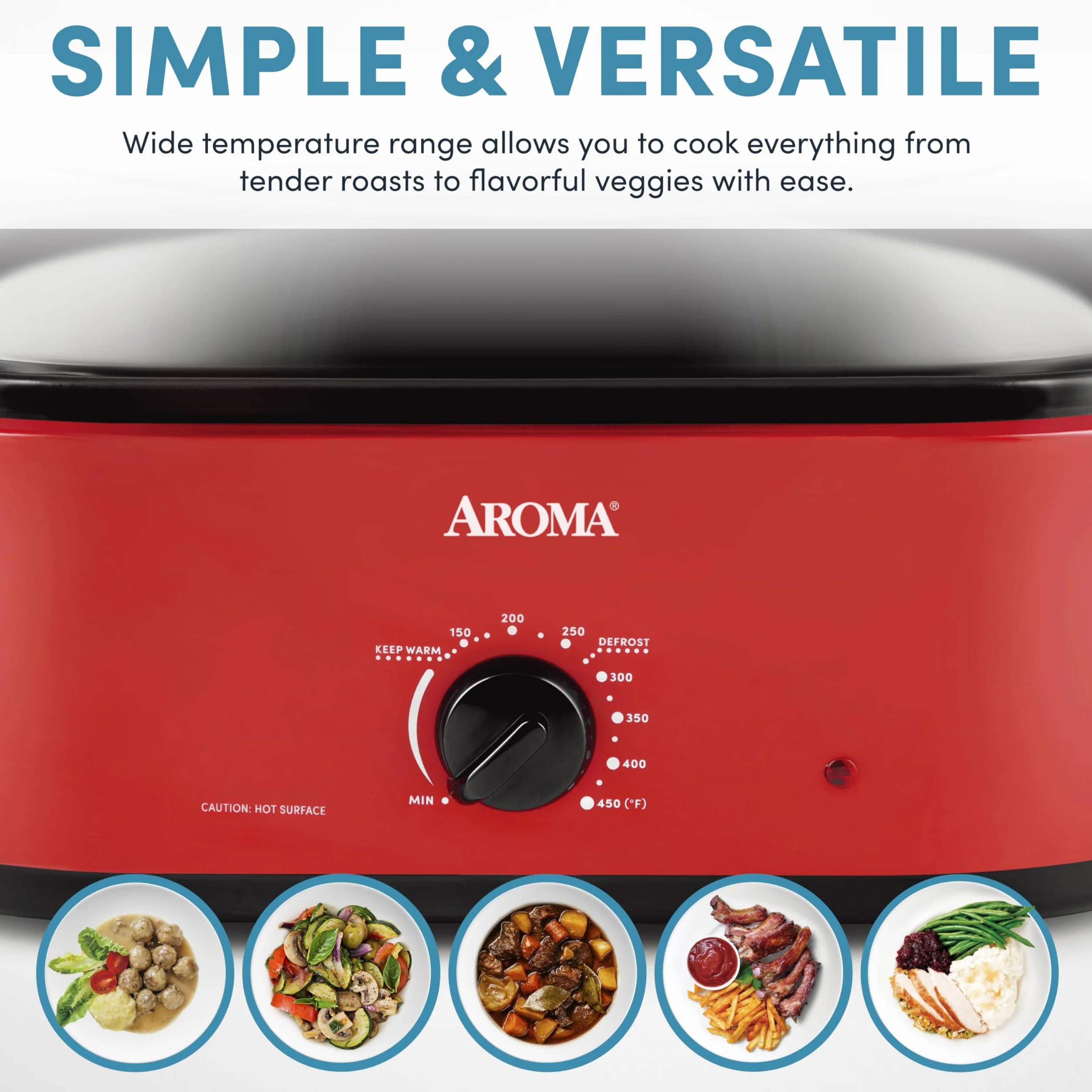 AROMA Horno tostador de 18 cuartos rojo
