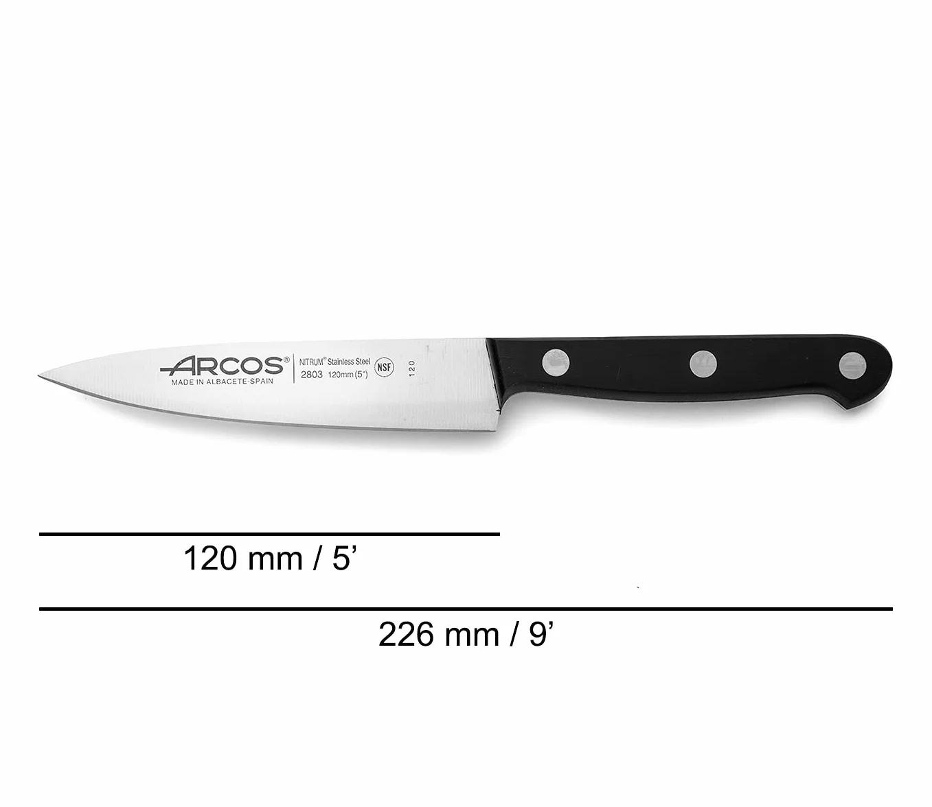 Arcos Cuchillo Chef Acero Inoxidable 120 mm, Serie Universal, Czarny