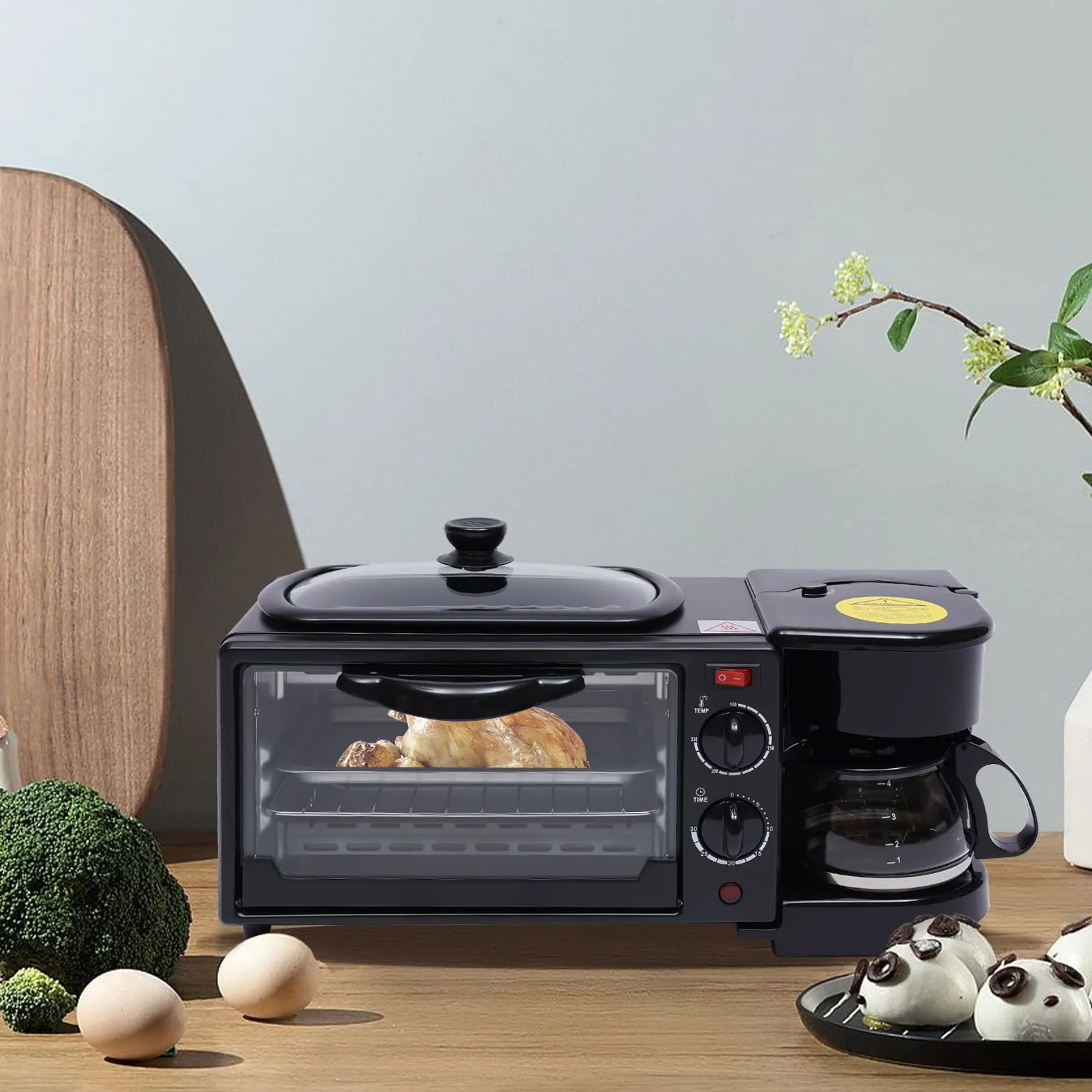 Maquina multifuncional para desayuno y comida, cafetera, horno y plancha, cocina multiuso 3 en 1, Don Feliz