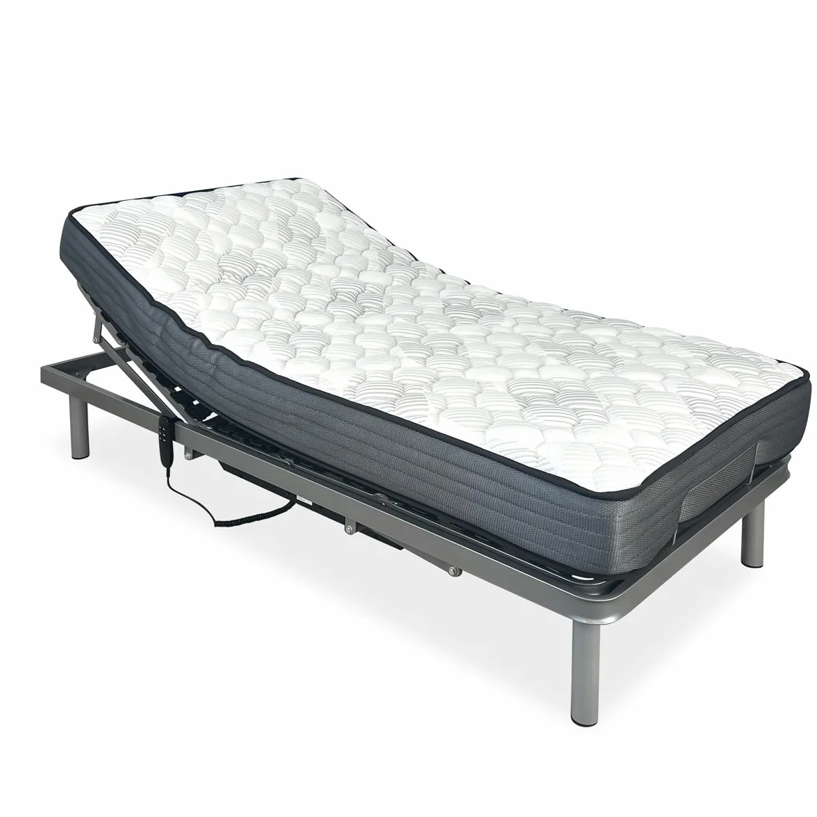 amuéblate online - Pack Cama Eléctrica Articulada Reforzada Ergotop de 5 Planos con Colchón Viscoelástico Dorsaltec, 105 x 190 cm