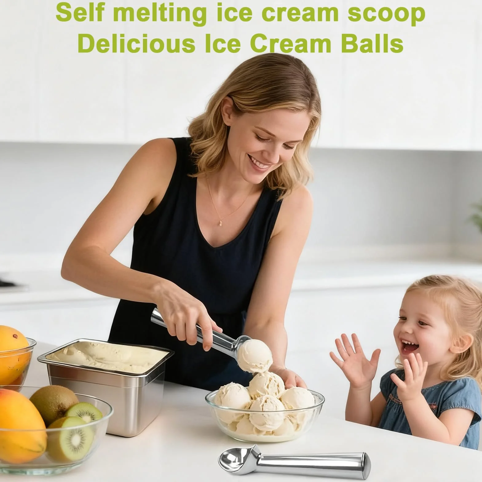 Cuchara para Helado 2 Piezas 18,5 cm Antiadherente Sacabolas Helado Resistente