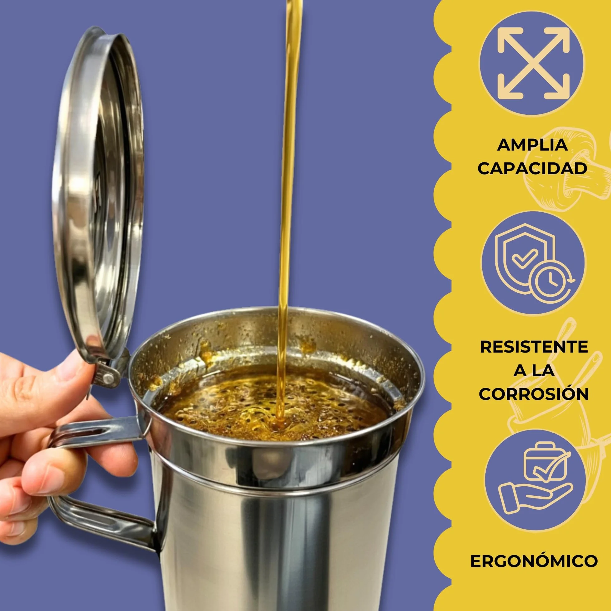 Aceitera de Acero Inoxidable 550 ml con Filtro Metálico, 2 uds para Aceite Usado