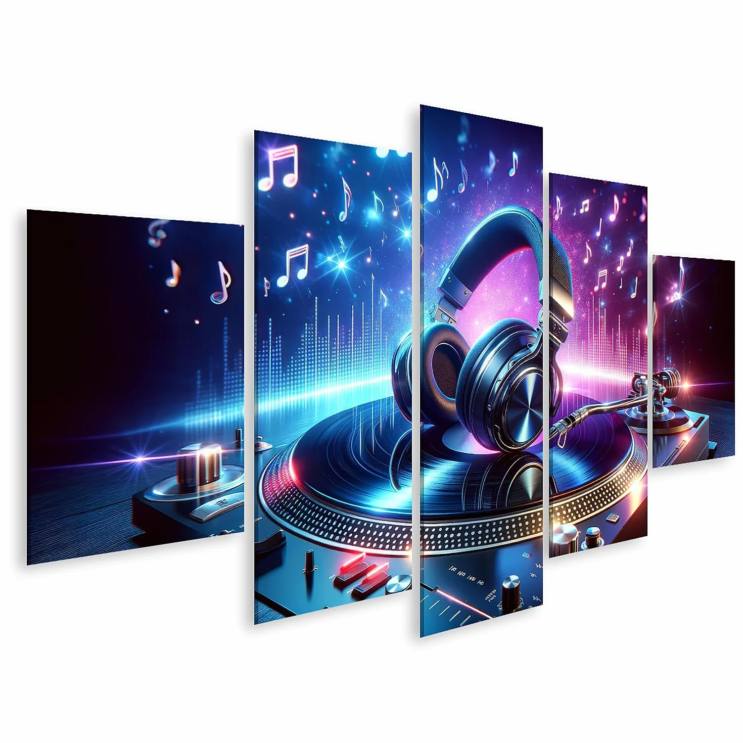 islandburner Cuadro sobre lienzo para habitación infantil juvenil música viva en la mesa de DJ con auriculares Imágenes murales Póster