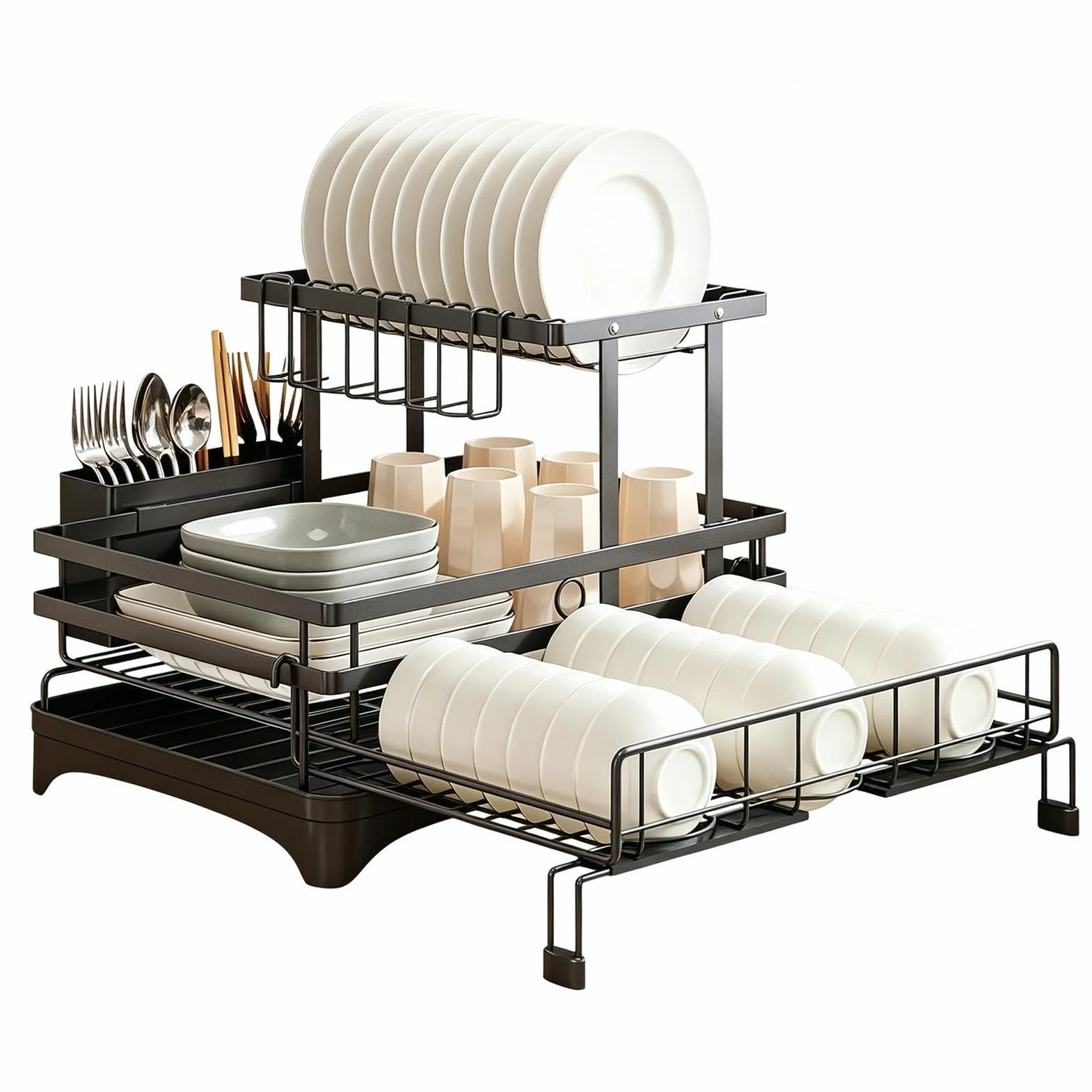 Escurridor Platos Para Encimera Cocina Organizador Extensible De Acero Al | Escurridor Platos Expandible Para Cuenco Taza Cubiertos Esponja Espátula Hogar Casa Rural