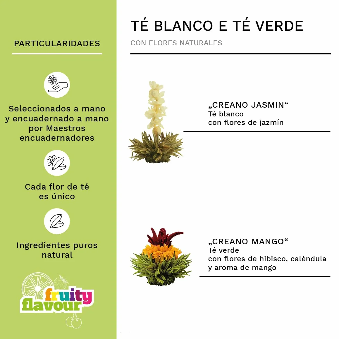 Creano Set de Regalo Tetera de Vidrio 1,2L con 2 Flores de Té – Incluye Filtro de Acero Inoxidable Extraíble
