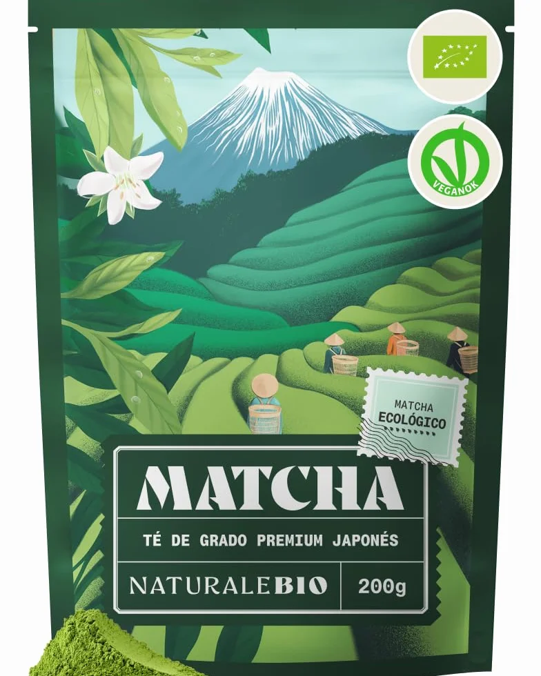 NaturaleBio Té Verde Orgánico en Polvo 200g Té Matcha Biológico Japonés Premium Uji Kyoto