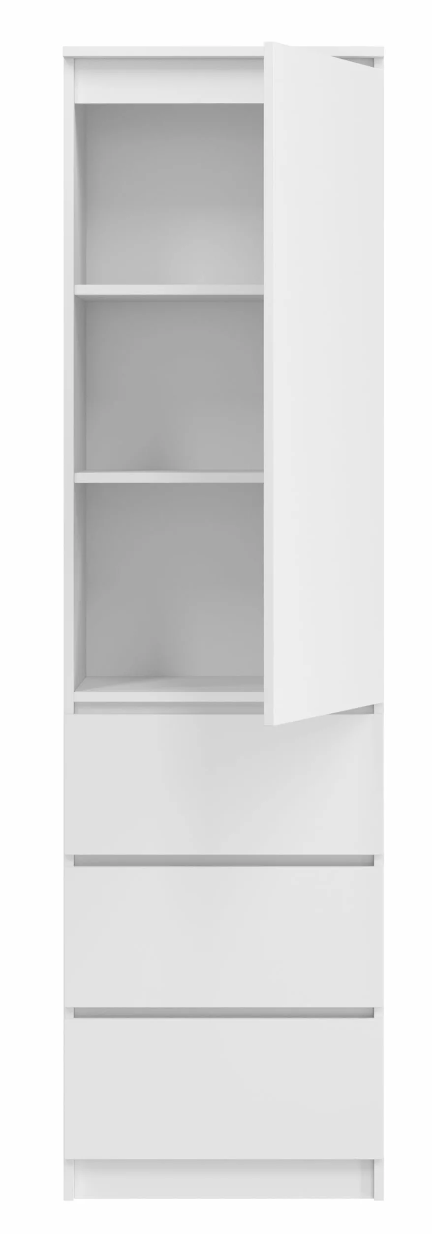 Armario Multiusos con 3 cajones 3 Compartimentos y Puertas - Armario para hogar y Oficina 180,5x50x40cm (Blanco)