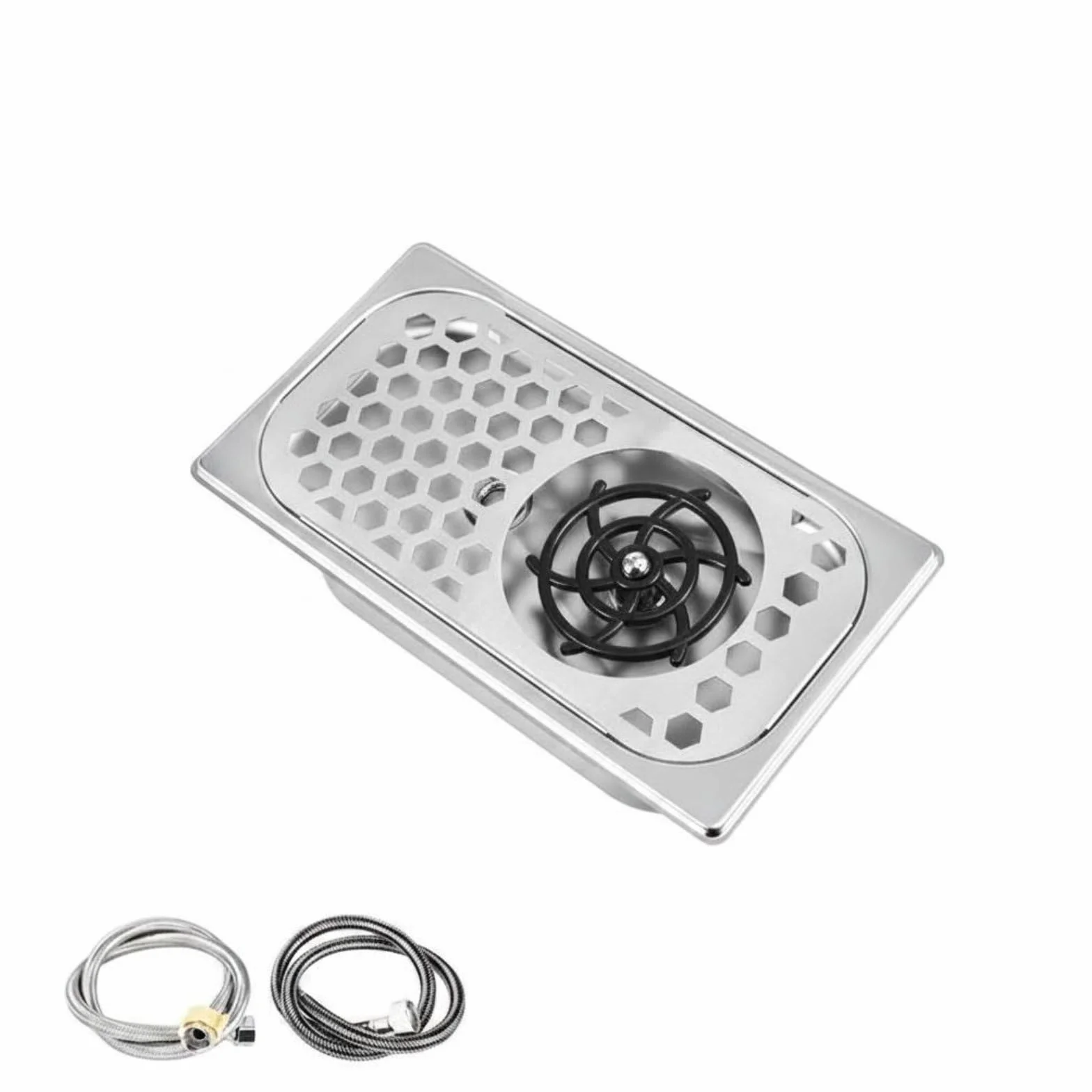Colcolo Lavavajillas de Acero Inoxidable Rociador Limpiavasos Enjuagador de Tazas Lavador de Vasos con Salida Multiángulo y Acción con una Mano Adecuado para Coctelería Cafetería Bar, Silver, M1