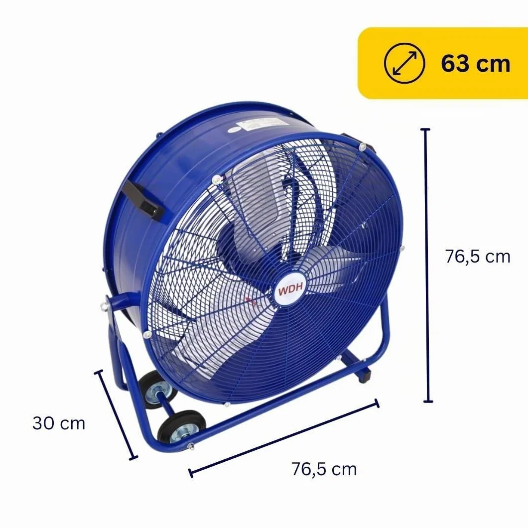 Aktobis Ventilador de tambor, ventilador industrial WDH-TG60L de metal robusto con una circulación de aire máxima de 5.900 m3/h