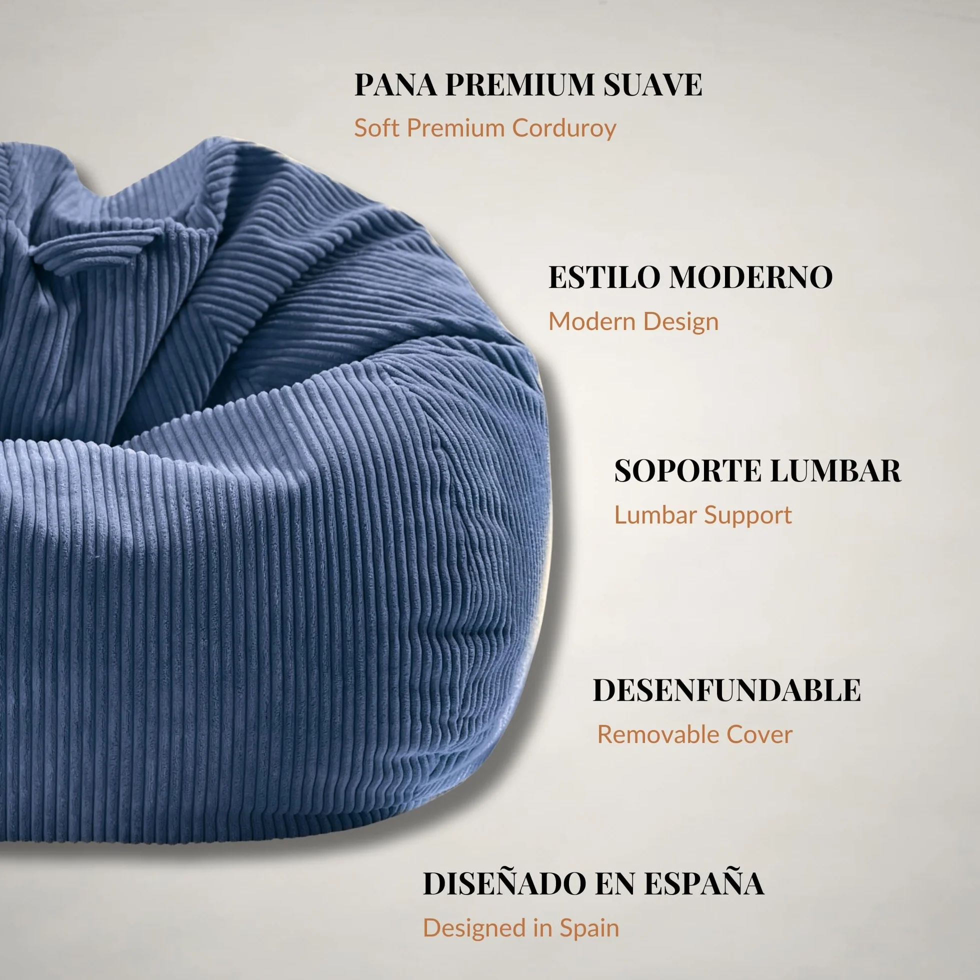 Aiire Puff Salon Pana Moderno - Puf Gigante con Relleno Incluido para Decoracion Habitacion Juvenil - Puffs Infantiles XXL - Bean Bag Chair Infantil XXL o Cojin de Suelo Grande Azul [100x75 cm]