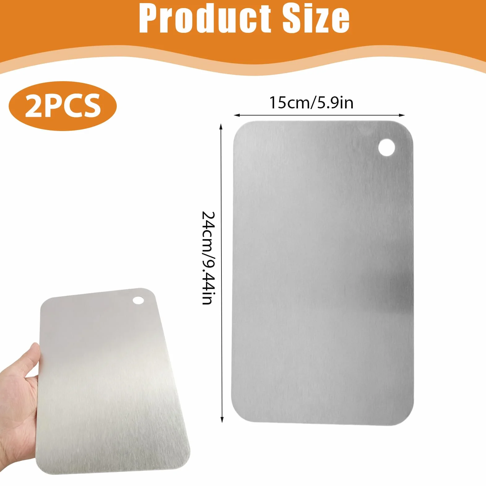 Tabla de Cortar de Doble Cara Acero Inoxidable 14.5 cm x 23.5 cm Antibacteriana para Carne Verduras Fruta