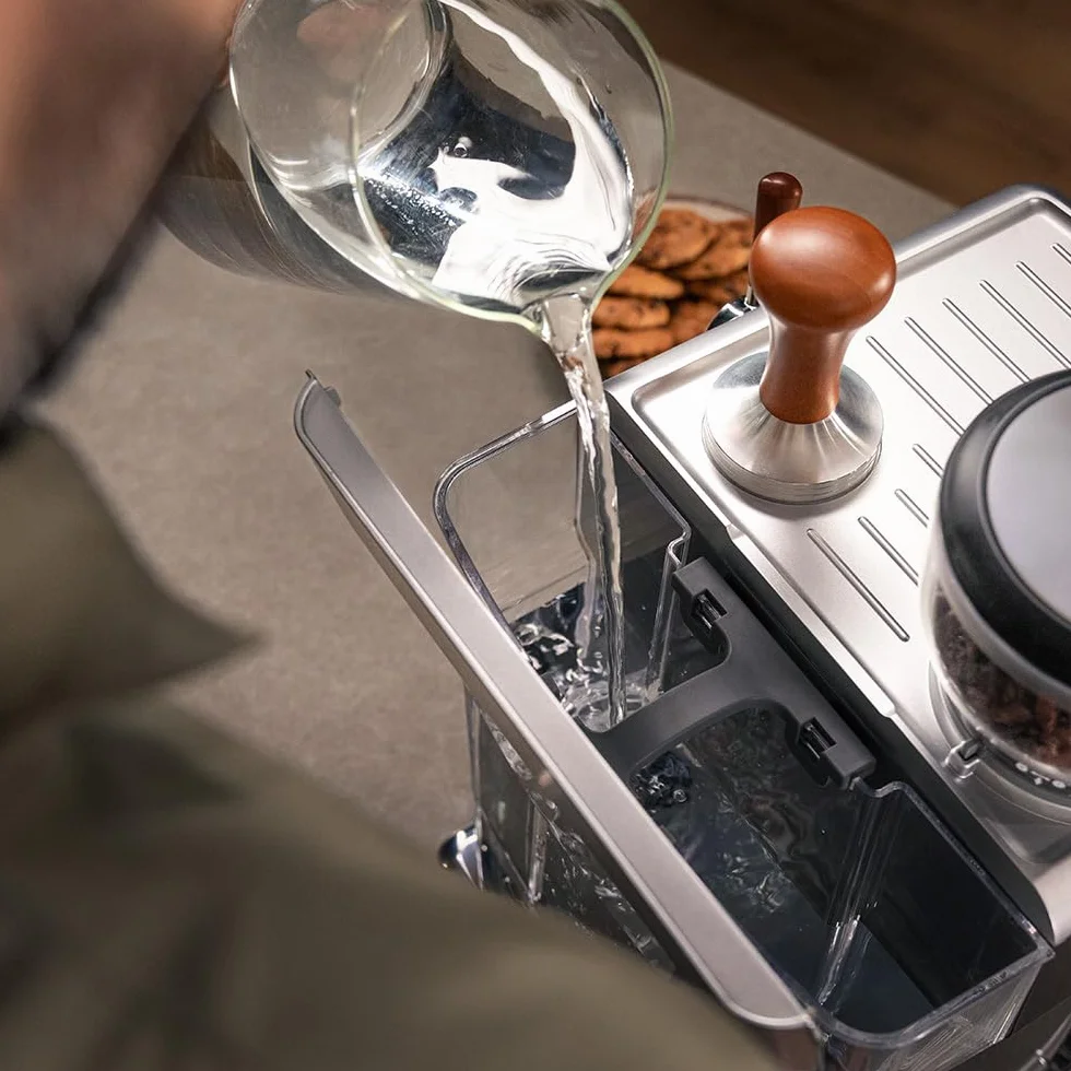 Cecotec Cafetera Express Barista Power Espresso 20 Barista Steel & Grind. 2200W, 20Bares, Molinillo Cónico, 2.1L Depósito Agua, 180g Café, 30 Niveles, Thermoblock, Doble Brazo, Accesorios Incluidos
