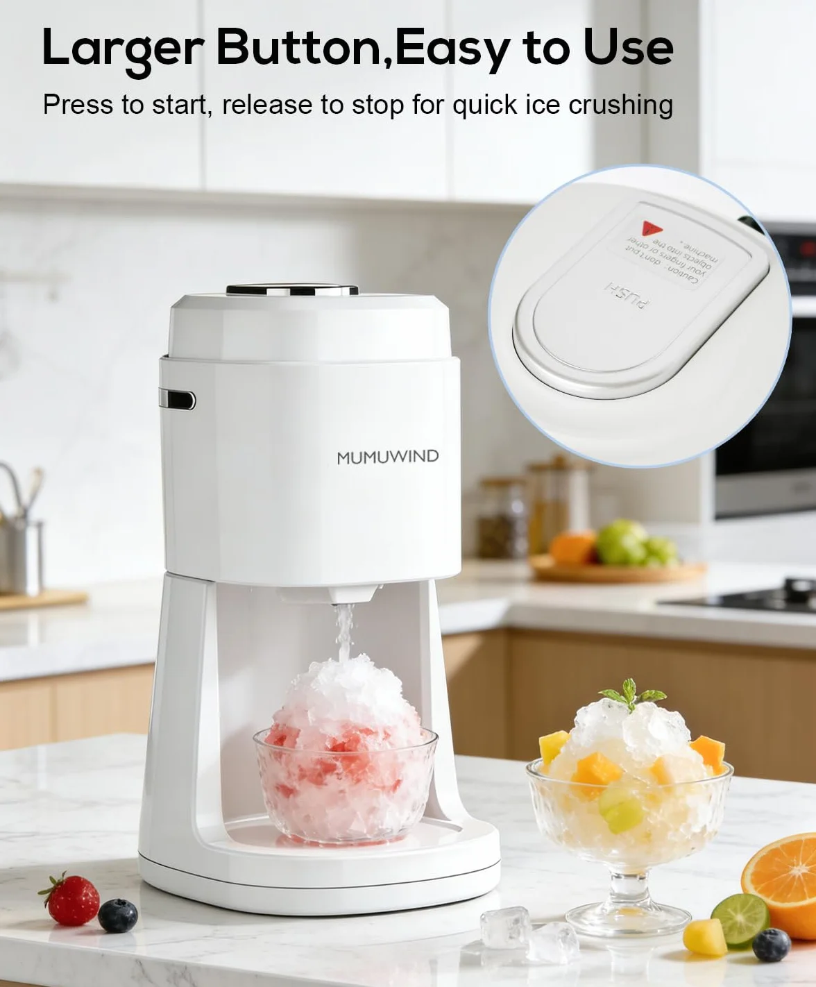 Picadora de hielo eléctrica, Máquina para hacer granizados, Trituradora de hielo (white)
